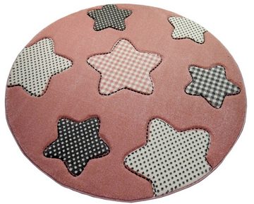 Kinderteppich Kinderteppich Spielteppich Babyteppich Mädchen Sterne rosa, Carpetia, rund, Höhe: 13 mm