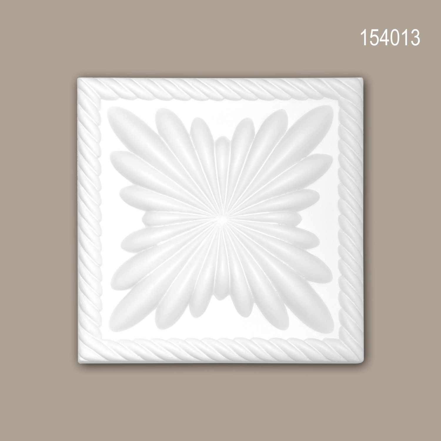 Profhome Wanddekoobjekt 154013 (Zierelement Türumrandung, 1 St., Wand- und Türdekoration, Stuckdekor, Dekorelement quadratisch, 10,9 x 10,9 cm), weiß, vorgrundiert, Stil: Neo-Empire
