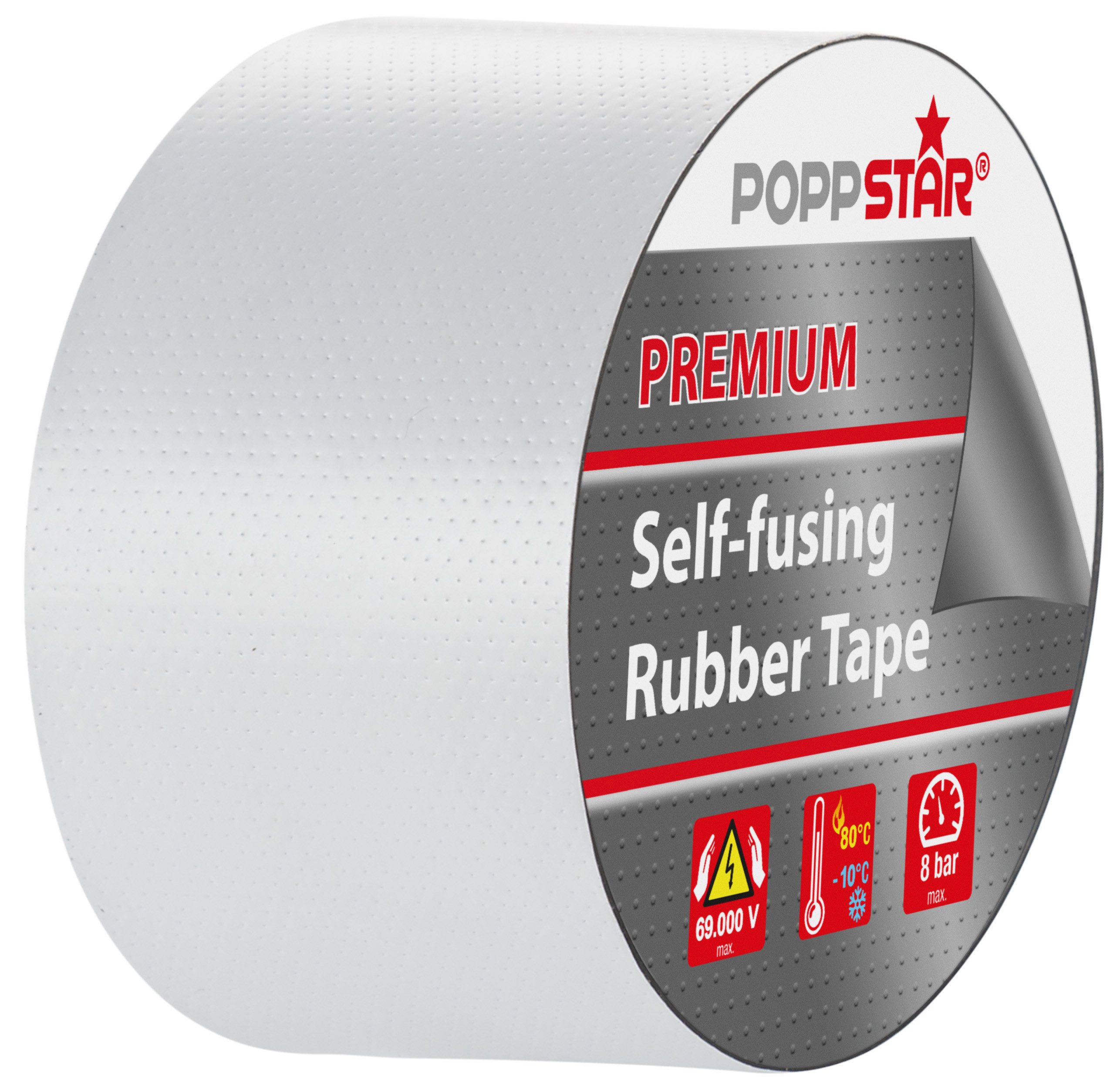 Poppstar Dichtband Premium selbstverschweißendes Isolierband bis zu 69kV (1-St) universales Dichtungsband für Elektro, Luft & Wasser