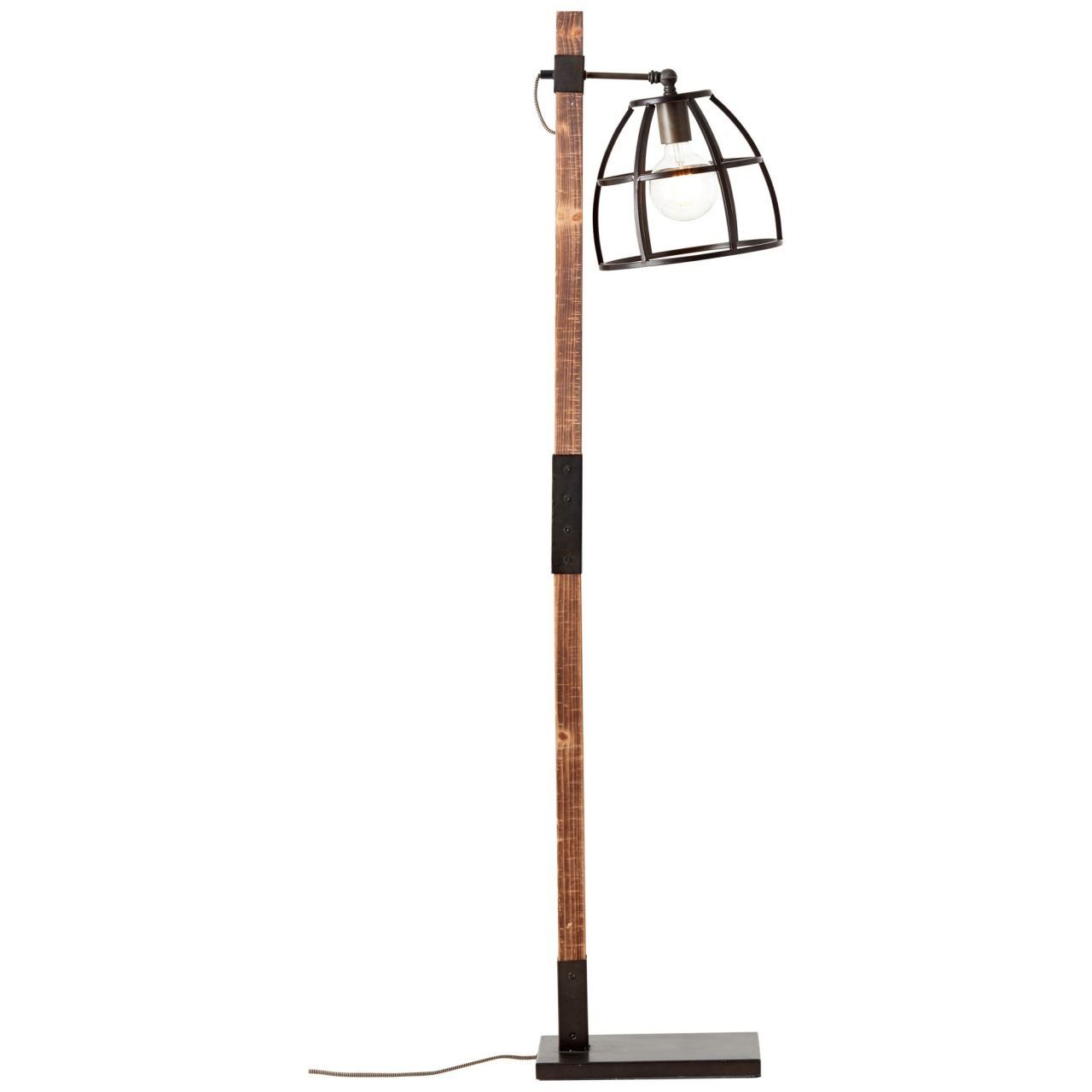 Brilliant Stehlampe Matrix Wood, ohne Leuchtmittel, 141 cm Höhe, 45 cm  Ausladung, E27, schwenkbar, schwarz Stahl/Holz
