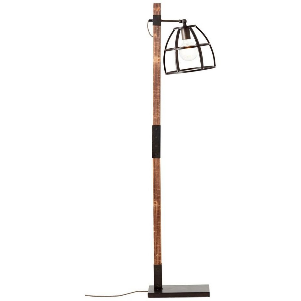 Brilliant Stehlampe Matrix Wood, ohne Leuchtmittel, 141 cm Höhe, 45 cm  Ausladung, E27, schwenkbar, schwarz Stahl/Holz