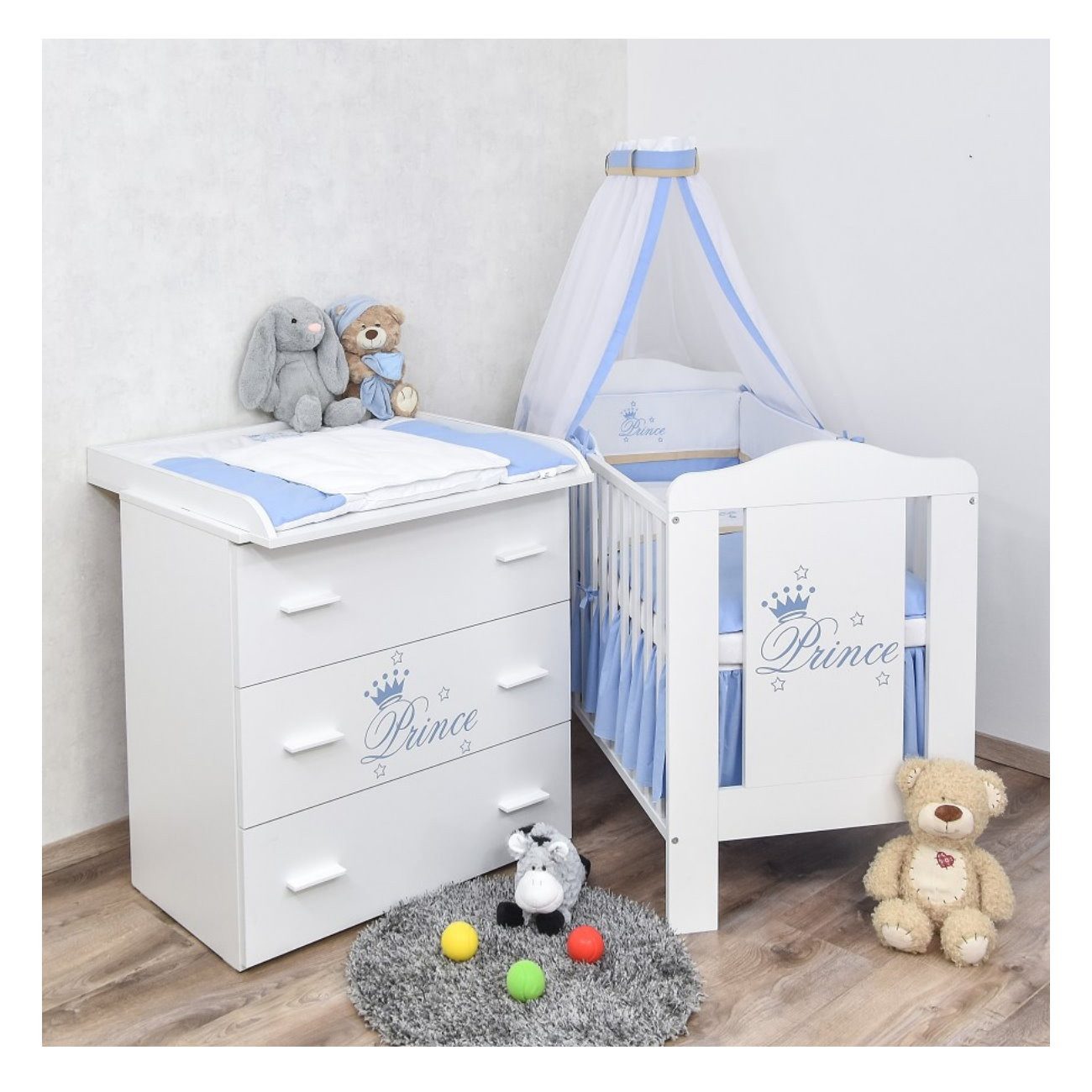 Baby-Delux Babyzimmer-Komplettset Babyzimmer Prince, (13-tlg), Babybett Wic günstig online kaufen