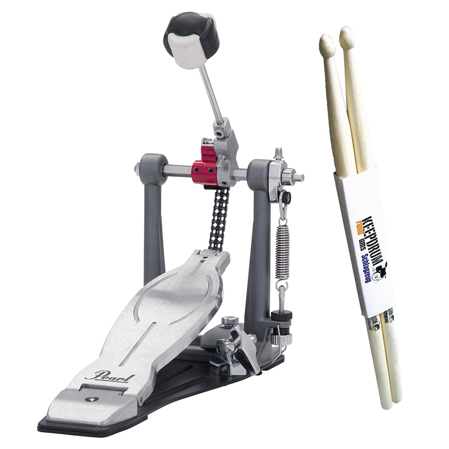 Pearl Drums Schlagzeug Pearl P-1030R Einzel-Fußmaschine mit Schlagzeugstöcken