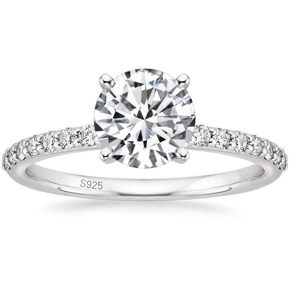 ROUGEMONT Silberring Funkelnder Damen Moissanit Verlobungsring mit Zertifikat 7mm 1,2ct, Echtschmuck