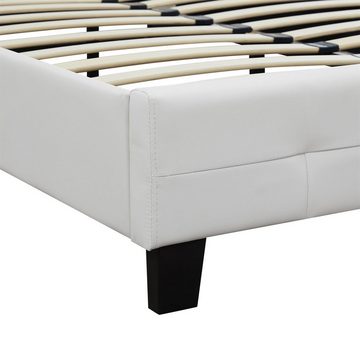 CARO-Möbel Polsterbett BRIGHTON, Polsterbett Einzel Design Bettgestell 120x200 cm Lattenrost in weiß
