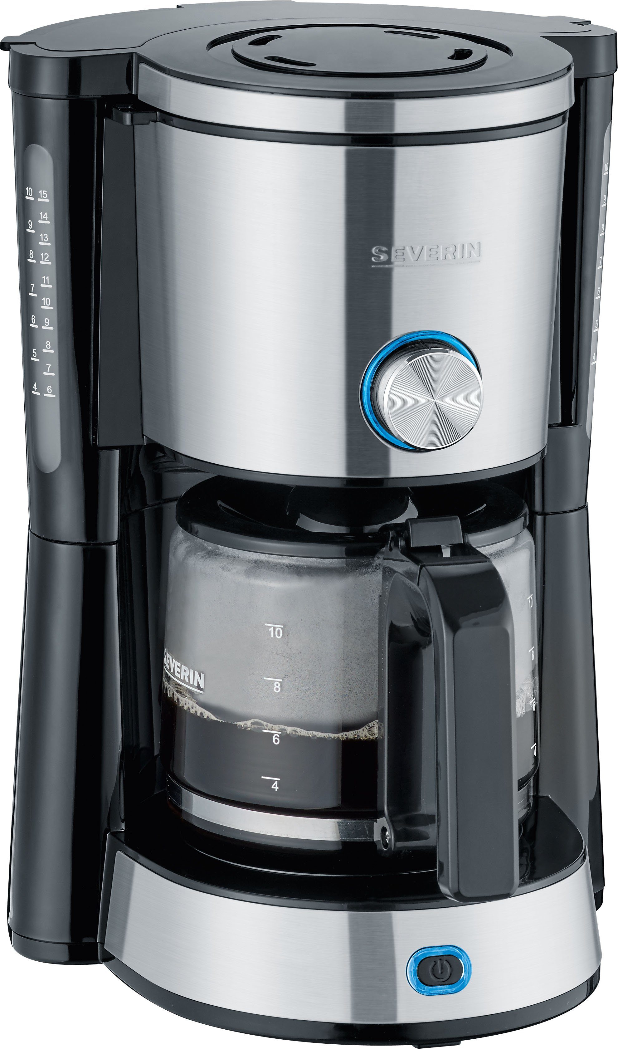 Severin Filterkaffeemaschine KA 4825, 1,25l Kaffeekanne, Papierfilter 1x4 schwarz|silberfarben