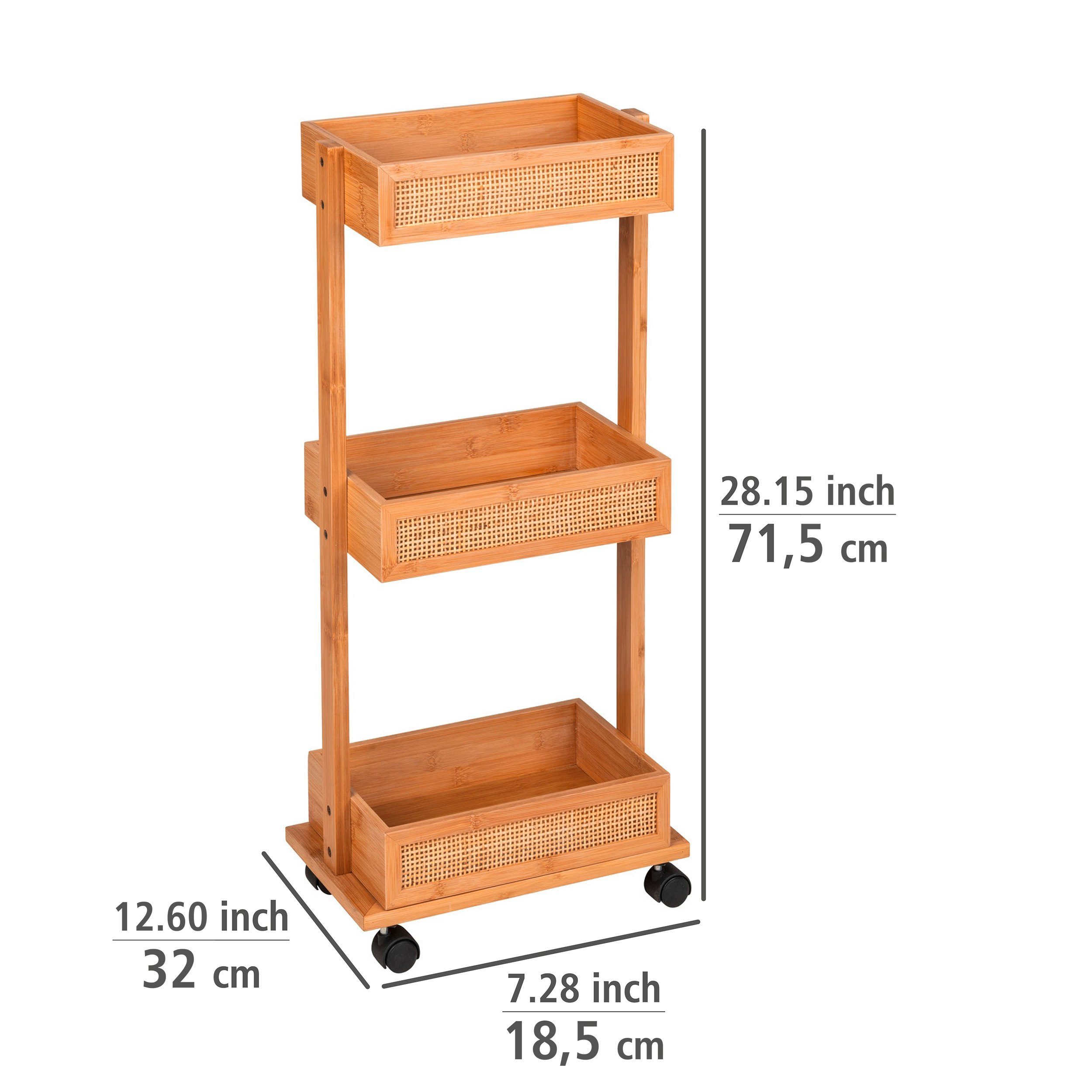 WENKO Badregal Rattan und Bambus Wagen, aus Allegre