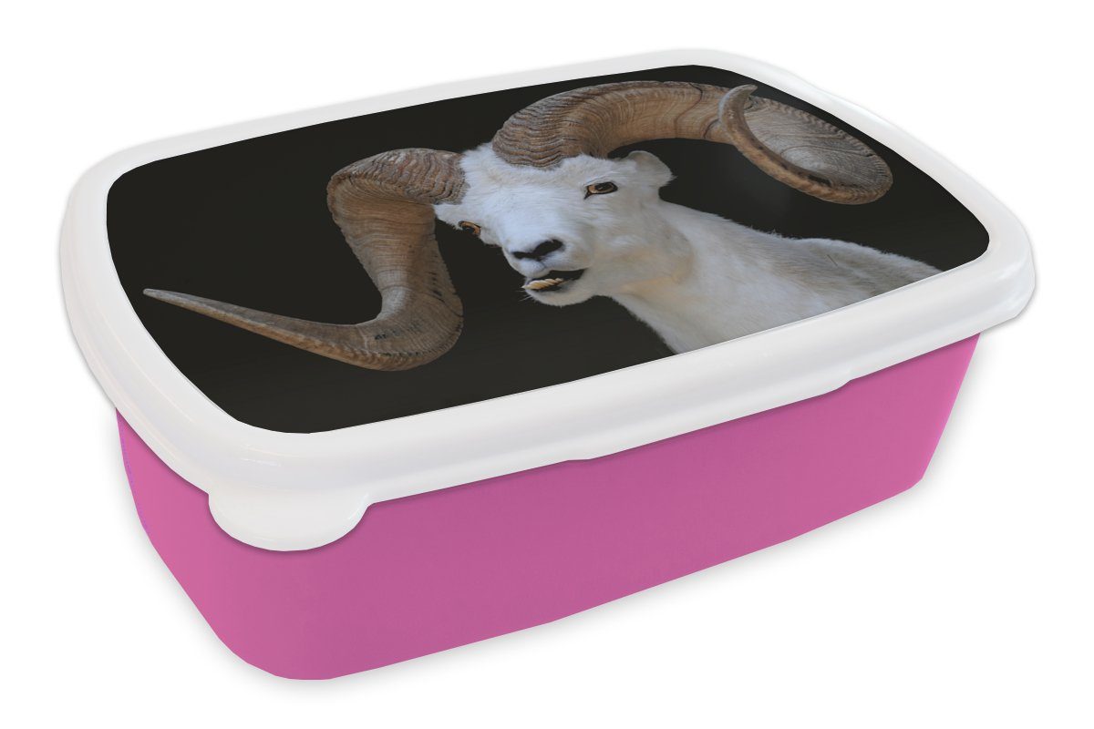 MuchoWow Lunchbox Bok - Tiere - Hoorn, Kunststoff, (2-tlg), Brotbox für Erwachsene, Brotdose Kinder, Snackbox, Mädchen, Kunststoff rosa