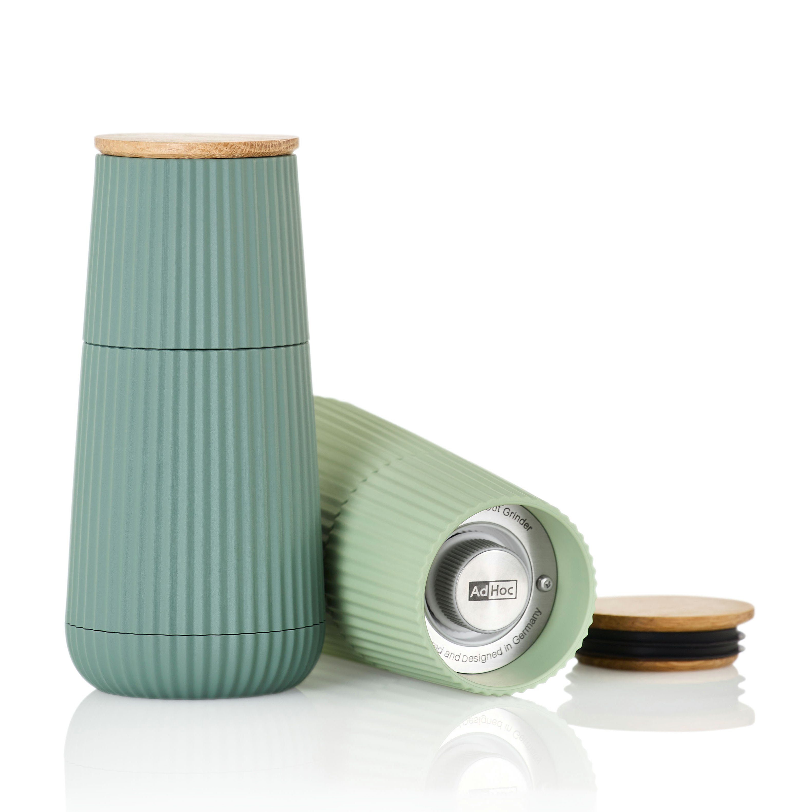 AdHoc Salz-/Pfeffermühle 2-er Set Scape manuell, (2 Stück), hochwertiges Keramikmahlwerk, exklusives Relief-Design, 12,3 cm hoch