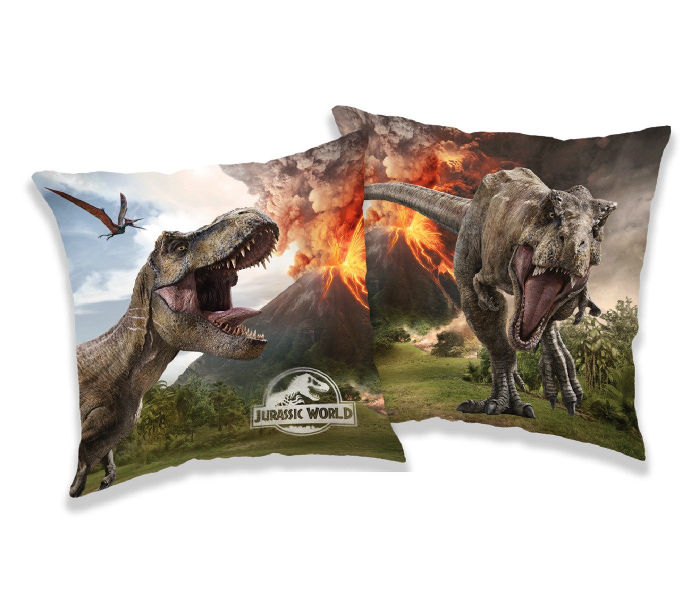 Jerry Fabrics Dekokissen Jurassic World Volcano Kissen Kuschelkissen 40x40 cm für Sofa & Bett