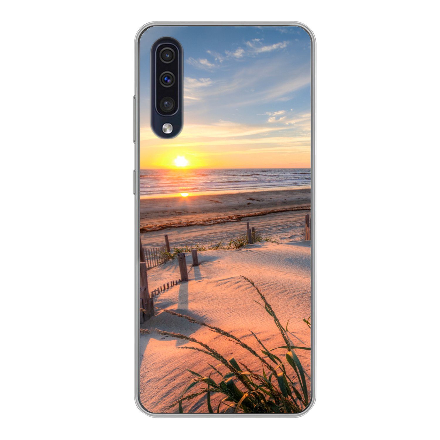 MuchoWow Handyhülle für Samsung Galaxy A50 Strand - Meer - Düne - Sonnenuntergang - Landsc, Smartphone-Bumper, Print, Handy Schutzhülle Dünn