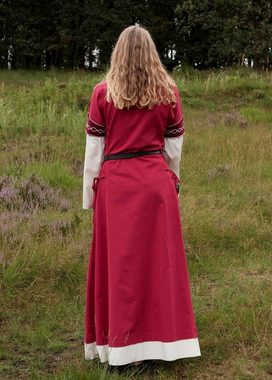 Battle Merchant Ritter-Kostüm Hochmittelalterkleid Alvina mit Trompetenärmeln Rot/Natur Größe M