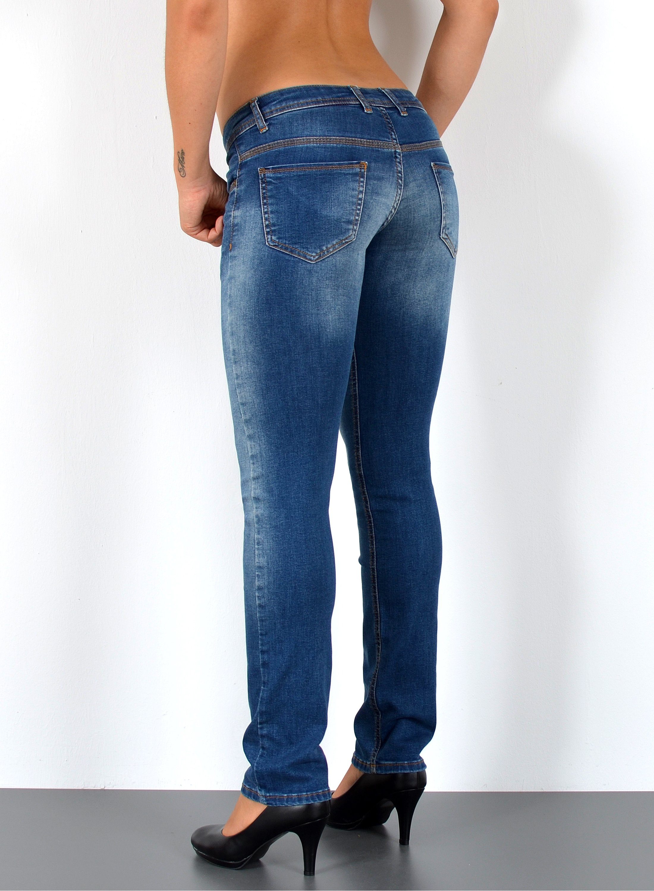 ESRA Straight-Jeans Low Waist Damen Jeans Straight Fit niedrige Leibhöhe Stretch-Jeans G9 Jeans Damen Straight Fit Gerade Schnitt Jeans Tief-Bund Hüftjeans – Bild 4 von 5