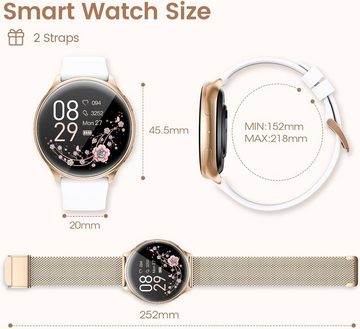 RUXINGX G35 Smartwatch (1.3 Zoll, Android/iOS), Damen-Smartwatch: 1,32 Zoll, Telefon Herzfrequenz, 14 Tage Akku