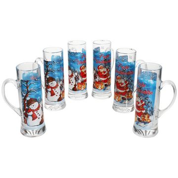 MamboCat Tasse 6x Frohe Weihnachten Glühweinhumpen 200ml Teeglas Becher Weihnachten, Glas