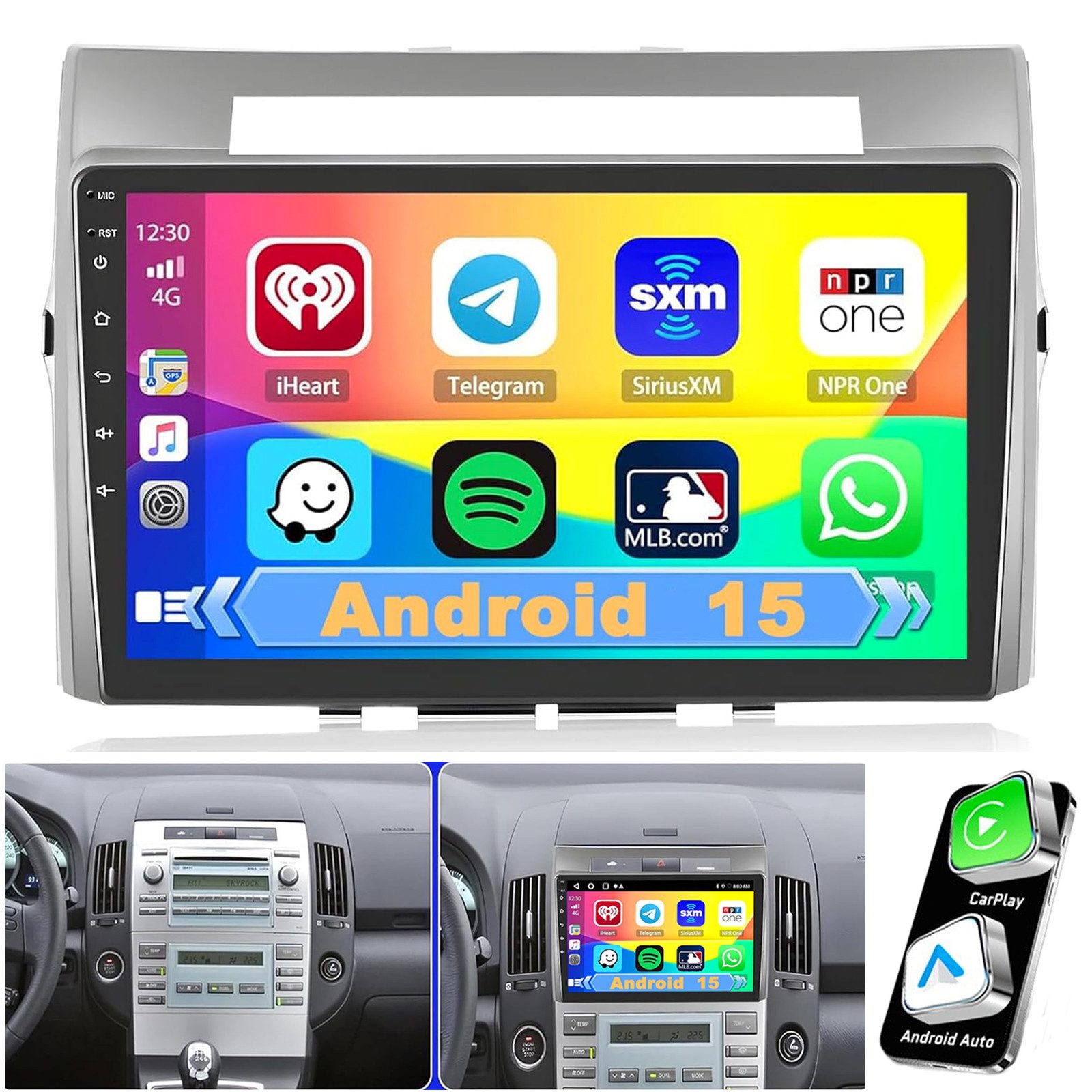 ESSGOO DAB+ Für Toyota Corolla Verso 2003-09 Android 15 64G Carplay GPS NAVI Autoradio (DAB+ (optional), DAB (optional), 4+64GB(optional), RDS, AM, FM, Carplay Android Auto Bluetooth EQ USB GPS Navi WIFI Touchscreen)
