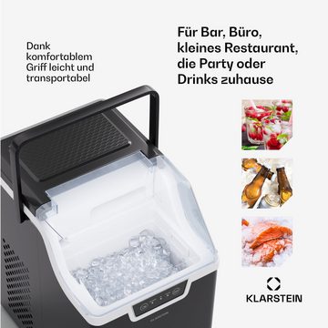 Klarstein Eiswürfelmaschine Wallberg nugget ice maker 12 kg black, Elektrischer Eiswürfelbereiter Eismachinen Wassertank