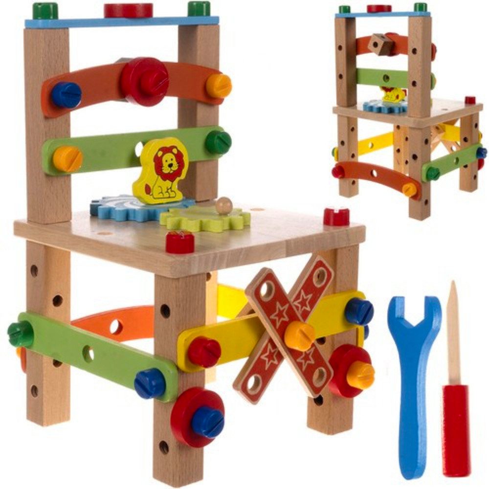 KRUZZEL Lernspielzeug Montagestuhl Pädagogikspielzeug (Spar-Set, 1-St., handwerklich), intellektuelle Entwicklung des Kindes