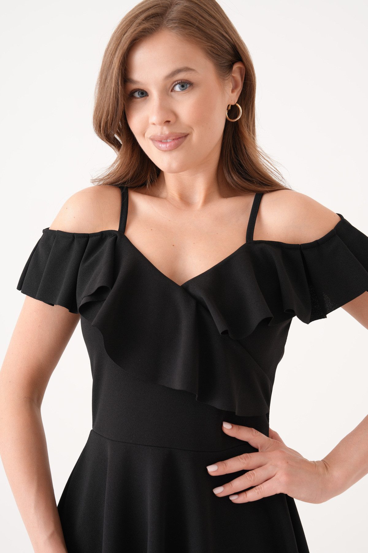 WOMAN VISION Minikleid Kleid mit dünnen Trägern und ausgestelltem Rock