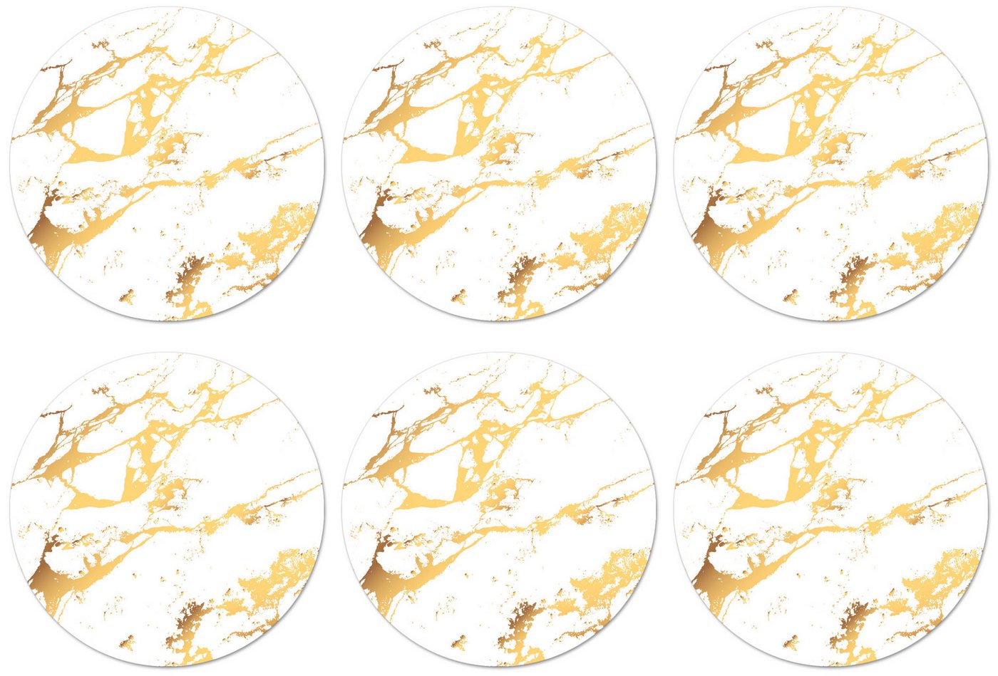 MuchoWow Glasuntersetzer Marmor - Weiß - Gold - Luxus, Zubehör für Gläser, 6-tlg., Getränkeuntersetzer, Rund, Tassenuntersetzer Kork, 10x10 cm