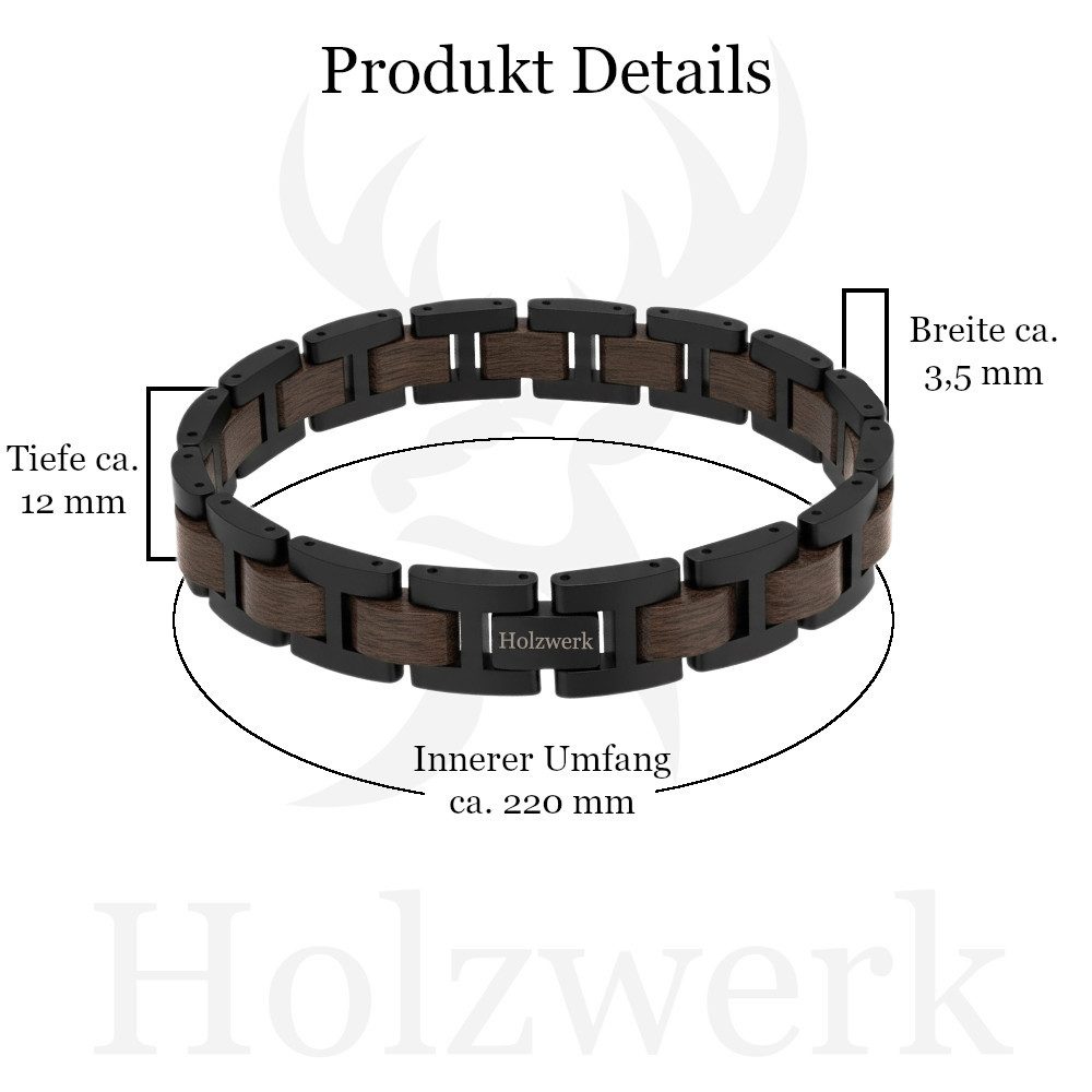 Holzwerk Edelstahlarmband Designer Holz Armband, Armkette Gliederarmband, Holz Unikate inkl. Armbandkürzer, ideal als Geschenk – Bild 5 von 5