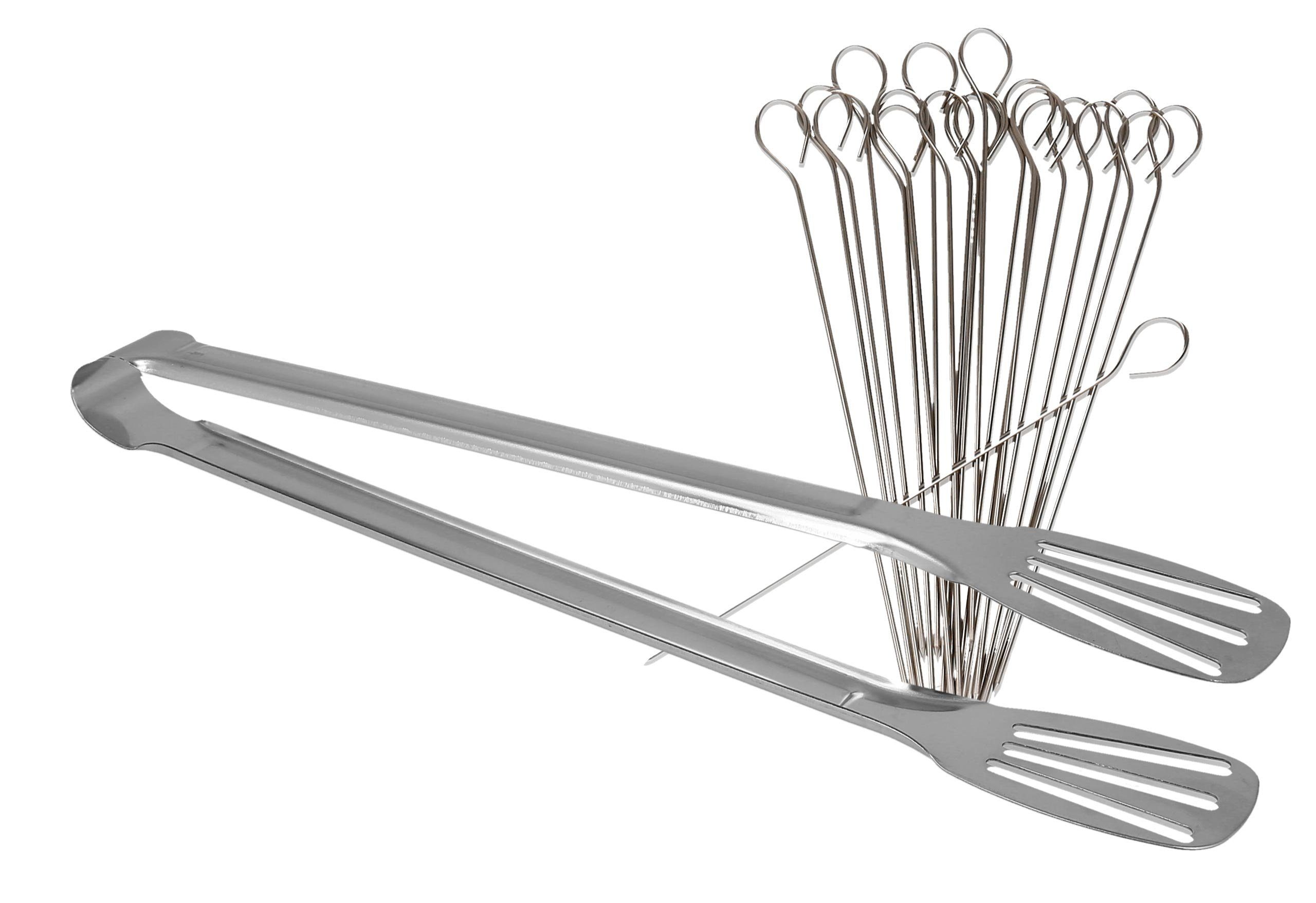 Lantelme Rouladenklammer 20 Rouladenspieße mit Rouladenwender Saschlickspieße Set Fleischzange (Küchenhelfer, 21-tlg., 21-teiliges Set), Edelstahl geeignet für Spülmaschine