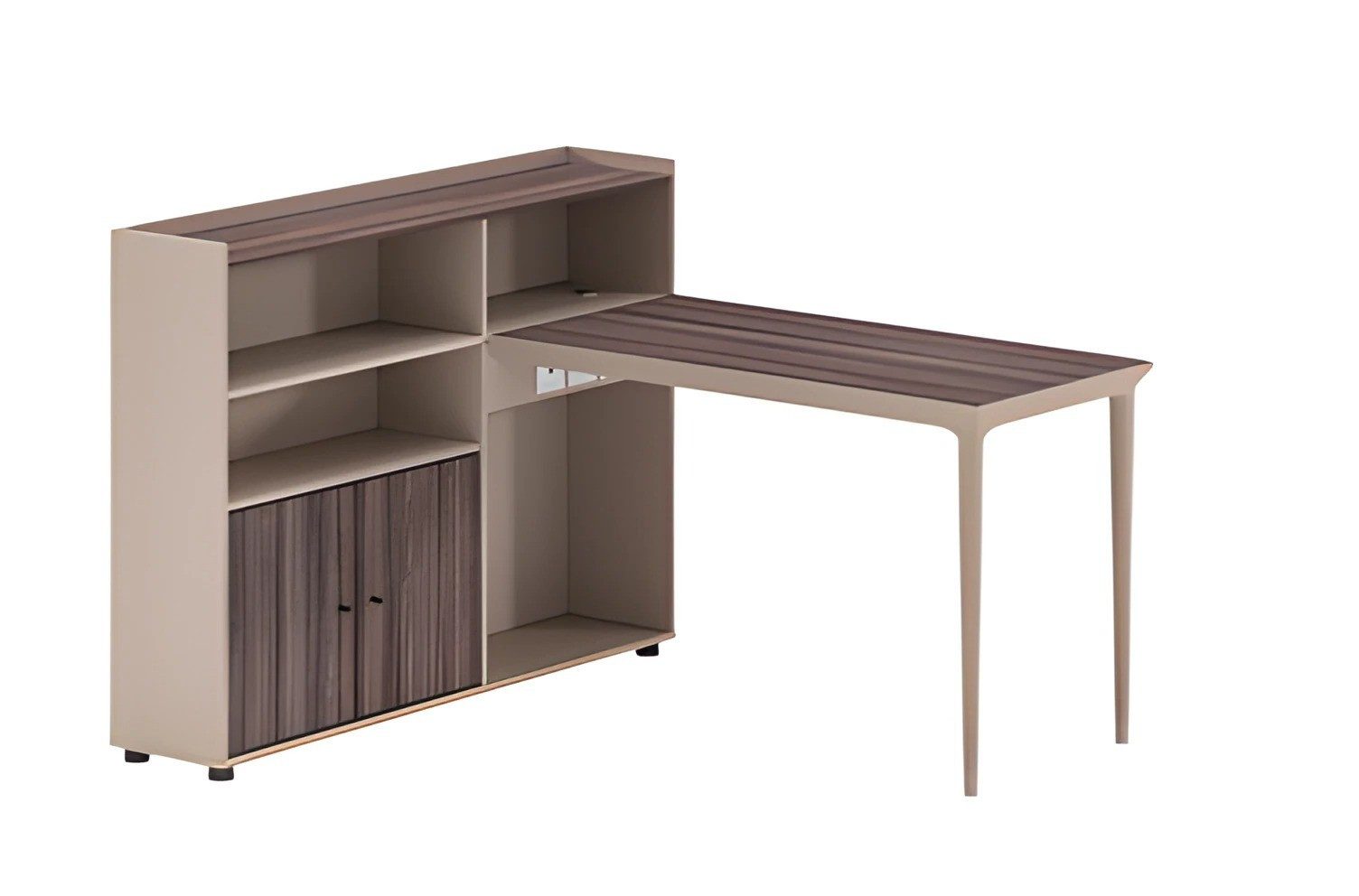 Xlmoebel Schreibtisch XLMOEBEL Schreibtisch Regal Kombination Holzoptik Braun Beige, Made in Europa