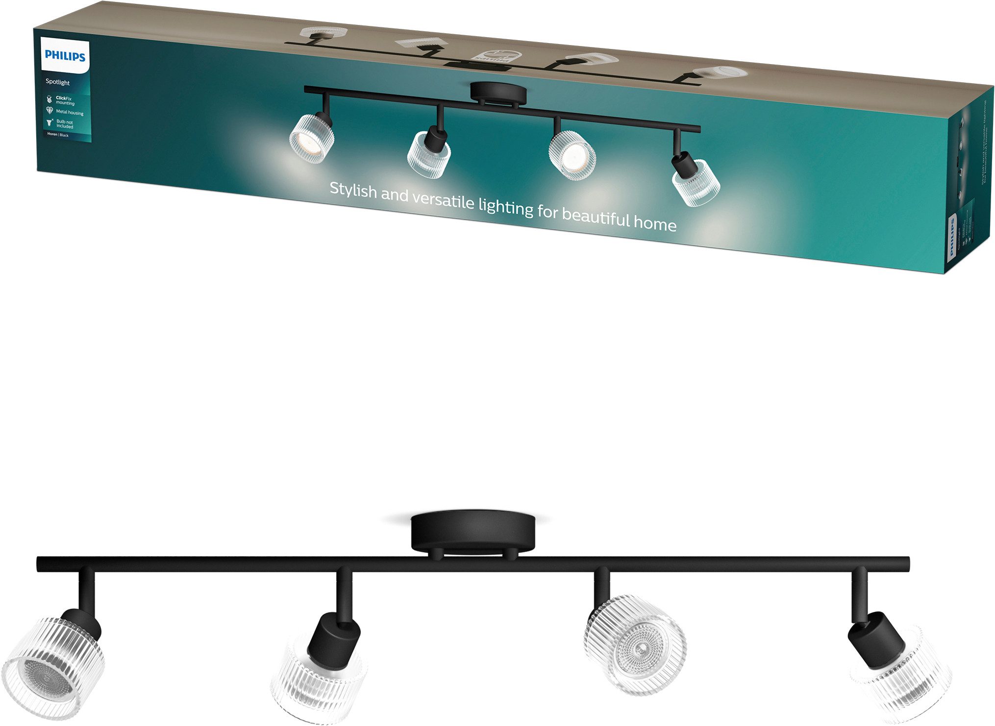Philips Deckenspot Horen LED Spot, exklusive GU10, Schwarz, ohne Leuchtmittel, Wand- & Deckenmontage, schwenkbar, Premium-Materialien