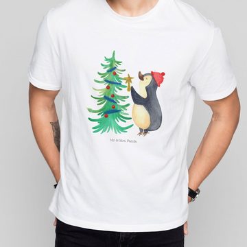 Mr. & Mrs. Panda T-Shirt Pinguin Weihnachtsbaum - Weiß - Geschenk, Junggesellenabschied, Winte (1-tlg)
