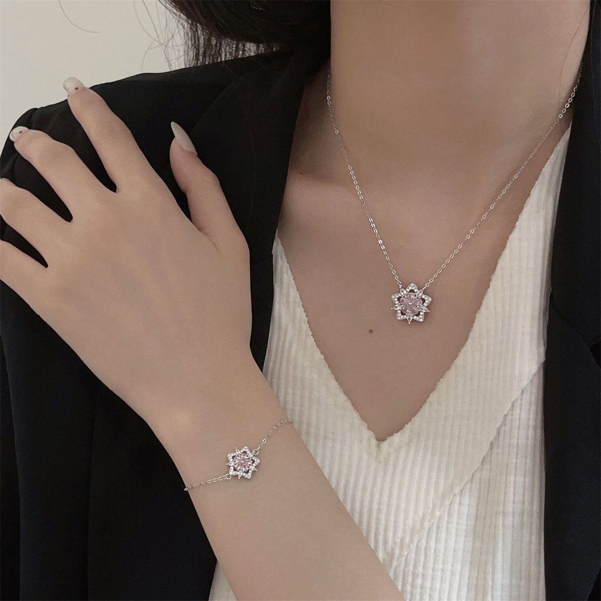Charm-Ketten-Set Silber selected 925er aus Weihnachtsanhänger Halsketten, carefully und Armbänder Ohrringe
