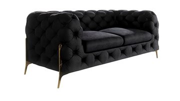S-Style Möbel Polstergarnitur Chesterfield Ashley Polstergarnitur 3+2+1 mit Goldene Metall Füßen, (1x 3-Sitzer-Sofa, 1x 2-Sitzer-Sofa, 1x Sessel), mit Wellenfederung