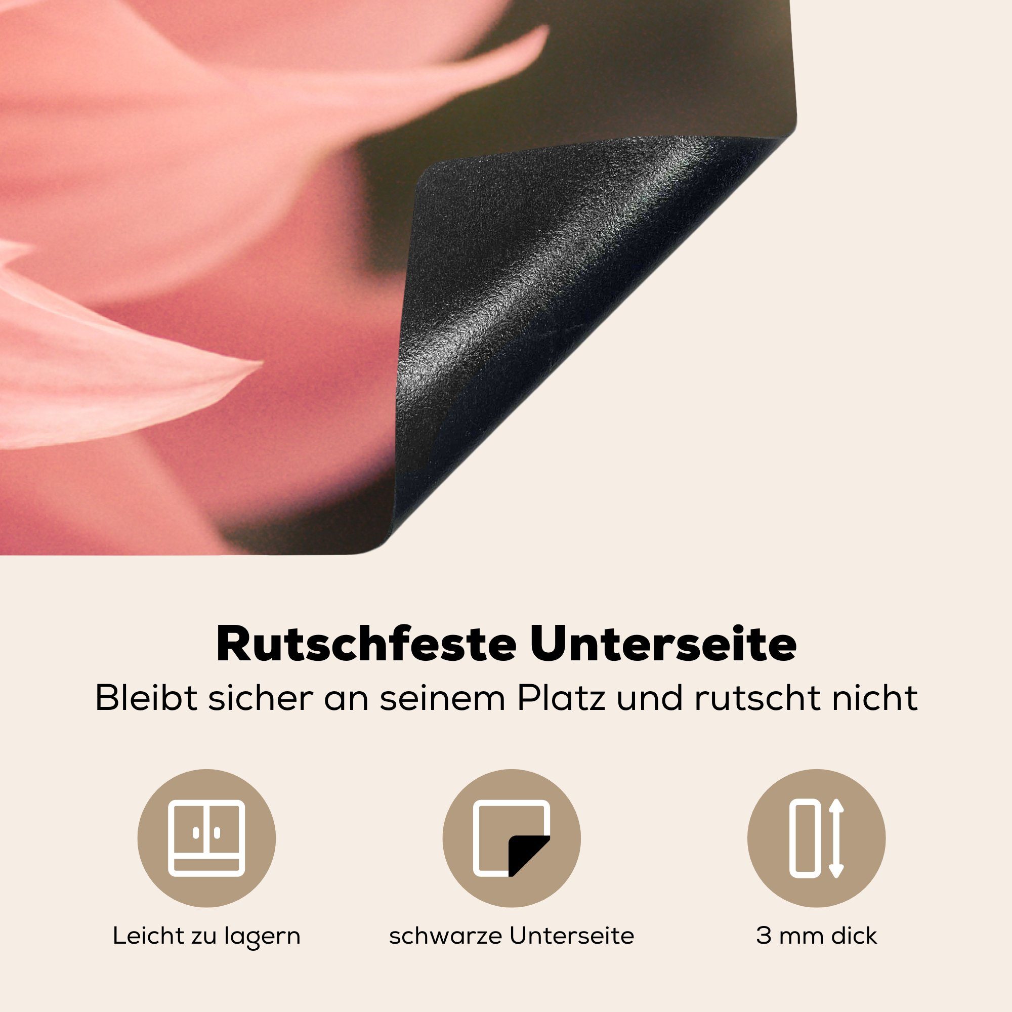 Blume, Vinyl, tlg), abstrakte 81x52 die cm, Schutz Induktionskochfeld für MuchoWow (1 Ceranfeldabdeckung rosa küche, Nahaufnahme Herdblende-/Abdeckplatte