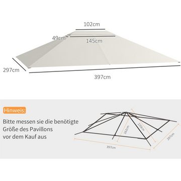 Outsunny Pavillon-Ersatzdach Ersatzdach für Garten 3,97 x 2,97 m Pavilliondach mit UV-Schutz, 397 x 297 cm (Wasserdichtes Dach, Ersatzbezug), Mit atmungsaktivem Dach