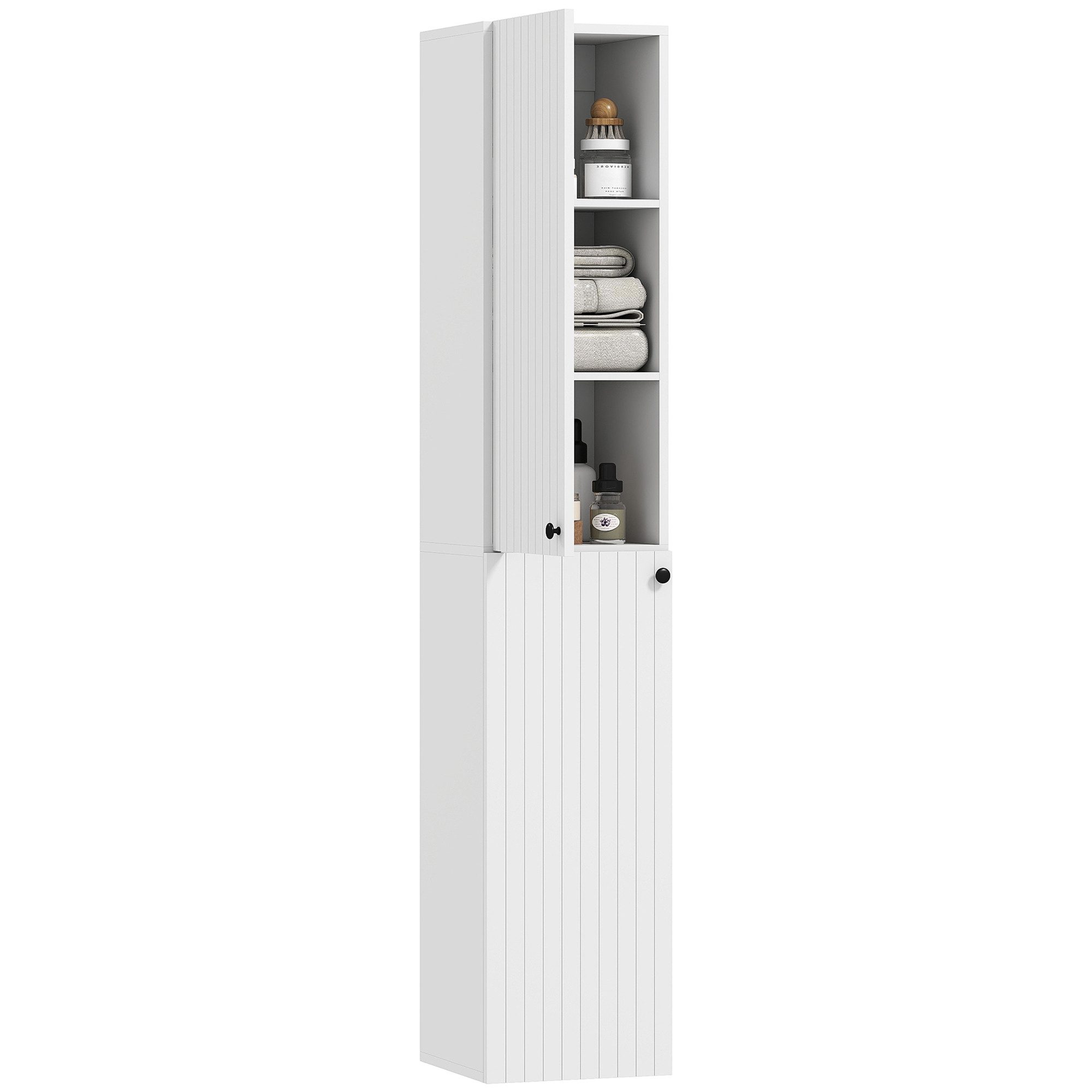 HOMCOM Badkommode mit 6 Regale, 2 Türen (Badkommode, 1 St., Hochschrank), für Badezimmer, Weiß