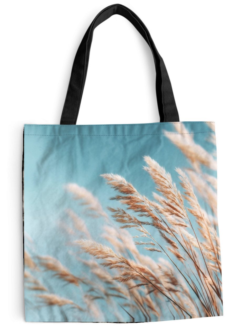 MuchoWow Shopper Ziergras - Wind - Hellbraun, Handtasche, Damen und Herren, Schultertasche, Umhängetasche, Tote Bag