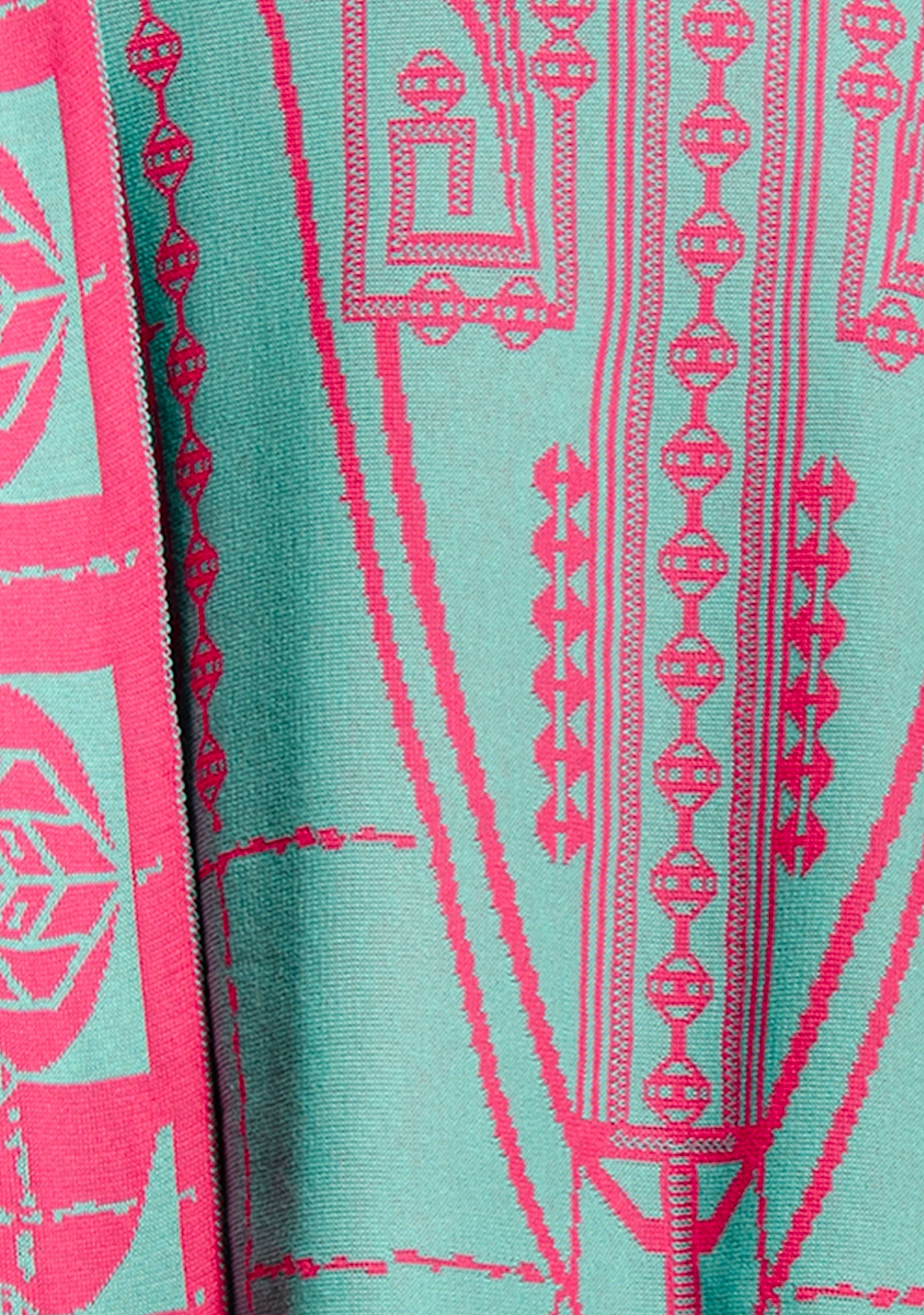 fashion Schultertuch ornamentales Modetuch aus Bio-Baumwolle slow Pueblo Sommerfarben, LANARTO 100% Feinstrick Pueblo-Muster in filigranes