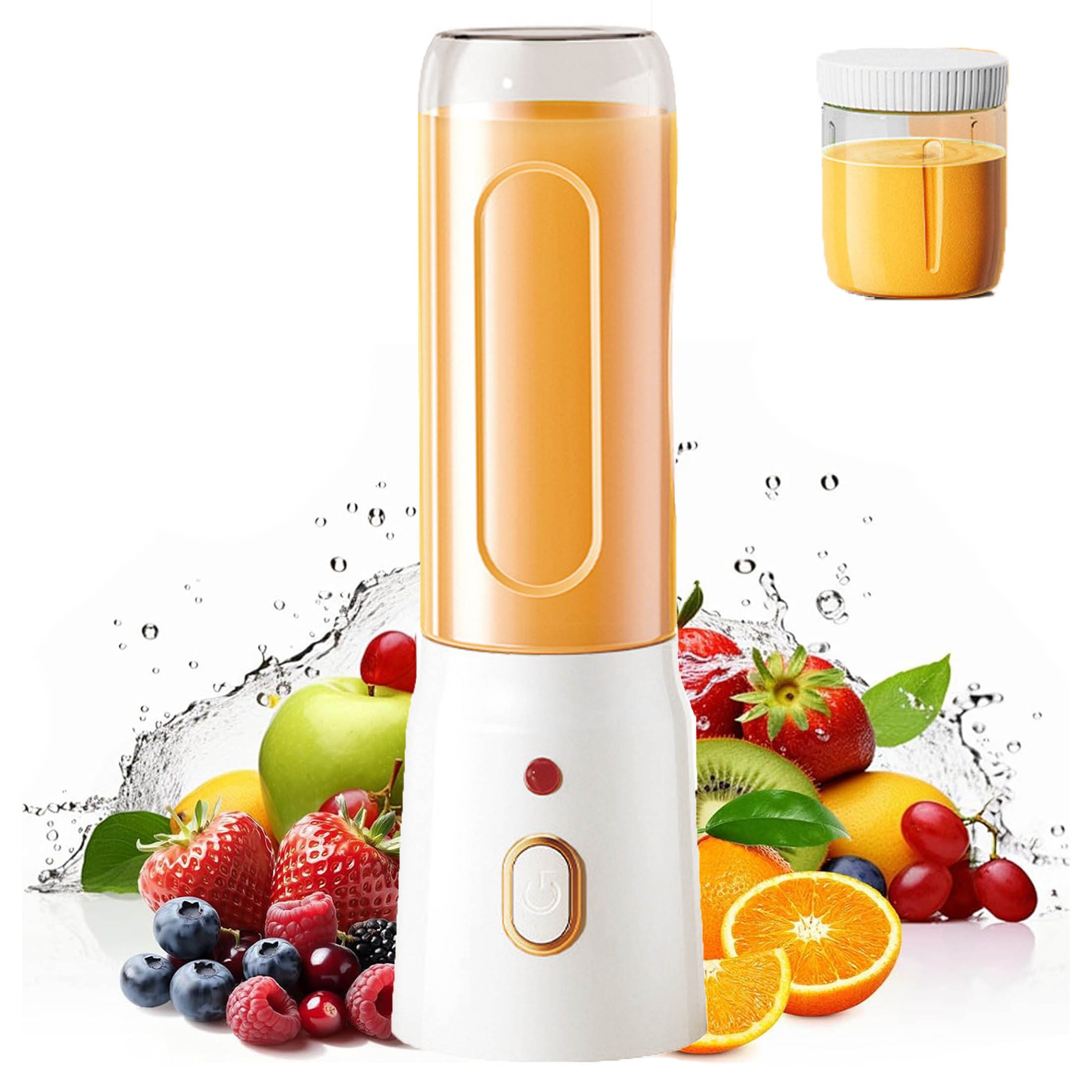 KINSI Akku-Smoothie-Maker Tragbarer Smoothie Mixer 450 ml, USB Mini Mixer mit 10 Klingen, 40 W, Motor bis 21000 U/min für feine Smoothies und Shakes