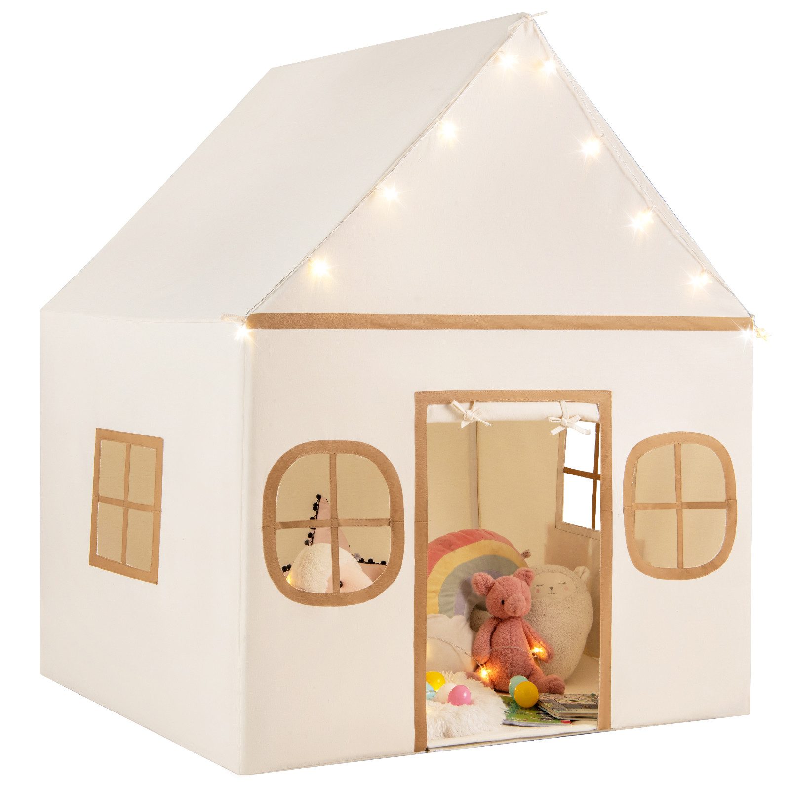 KOMFOTTEU Spielzelt Kinderspielzelt mit Matte und Sternlichtern günstig online kaufen