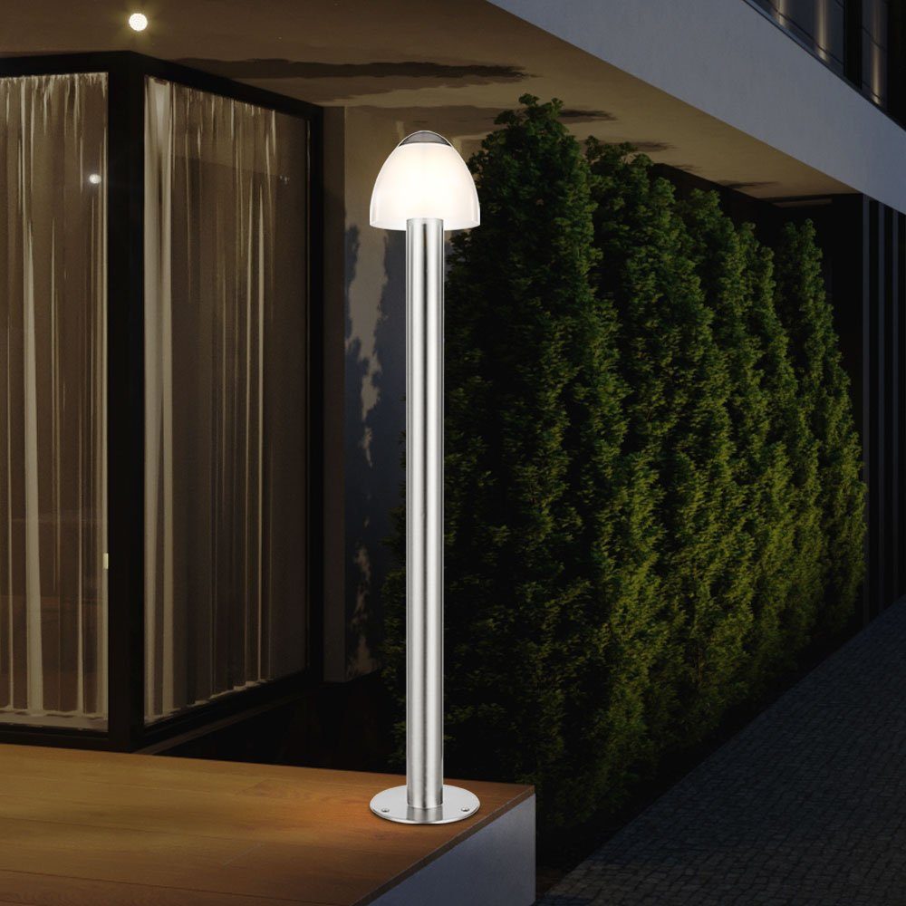 Wegeleuchte silber 92cm LED fest LED Außenstehlampe Gartenlampe Außen-Stehlampe, H Globo Sockelleuchte LED-Leuchtmittel verbaut,