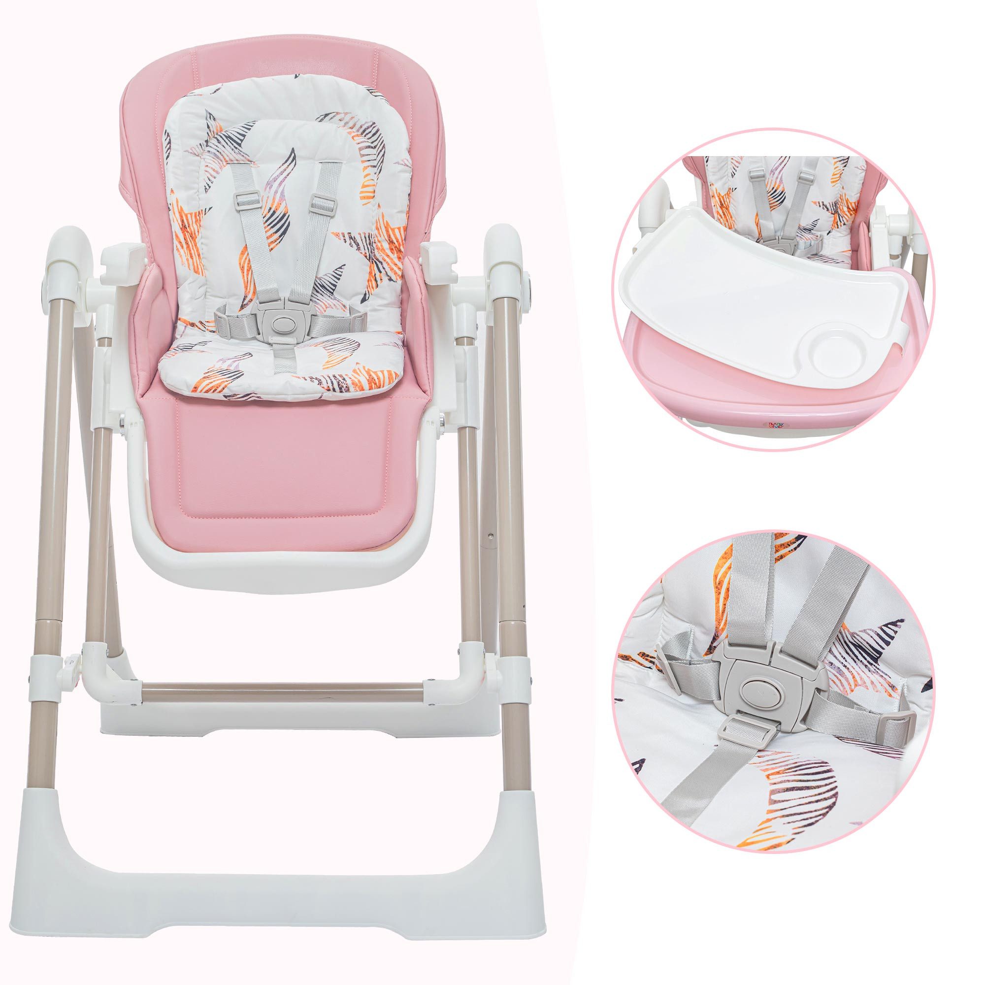 Baby Vivo Hochstuhl Kinderhochstuhl 3in1 / Babywippe für Kinder - Lulu in Rosa
