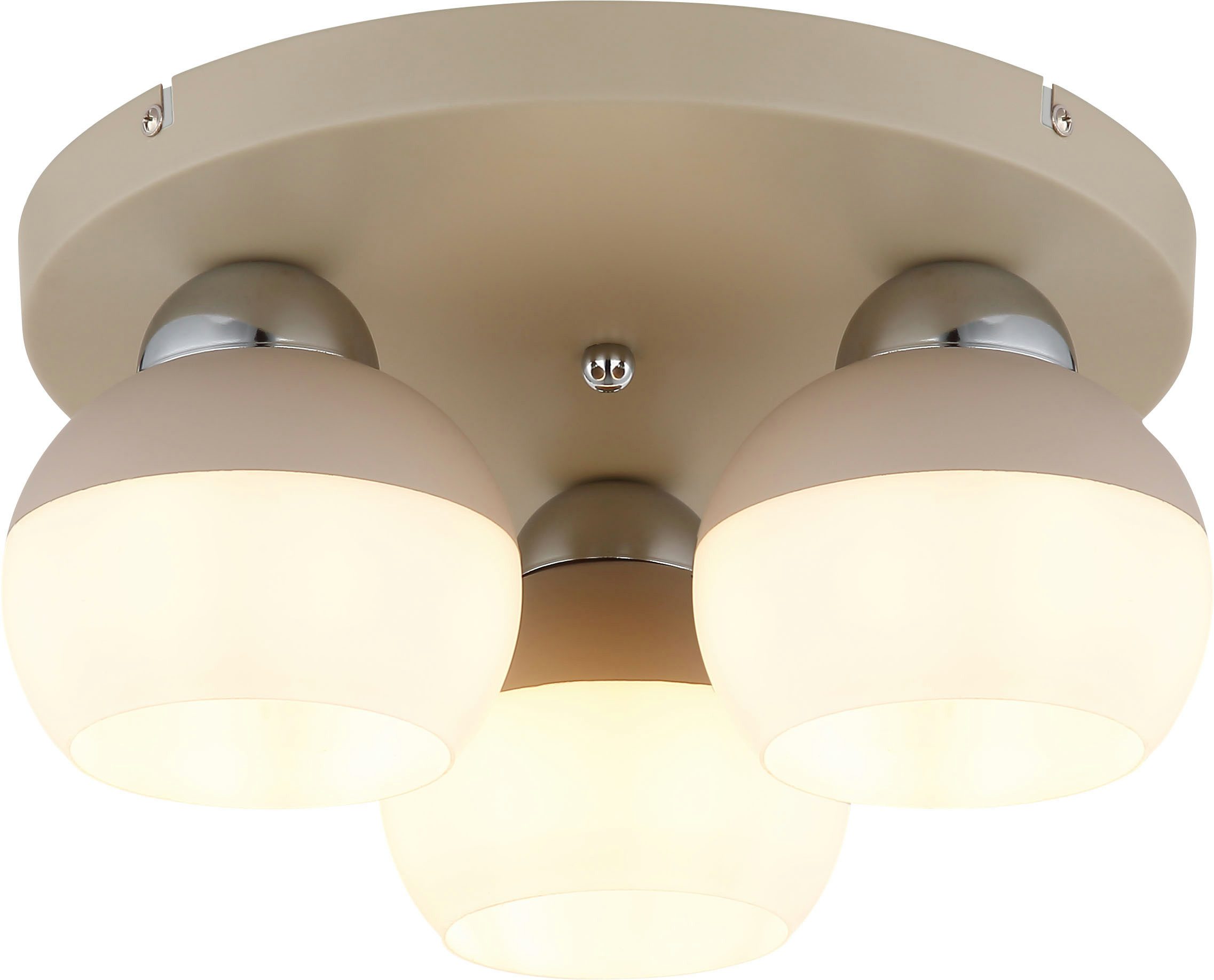 GLOBO LIGHTING Deckenleuchte RAGUSA, ohne Leuchtmittel, Deckenleuchte, Glaskugeln opal, sandfarben, 3xE27, modern, Ø315mm