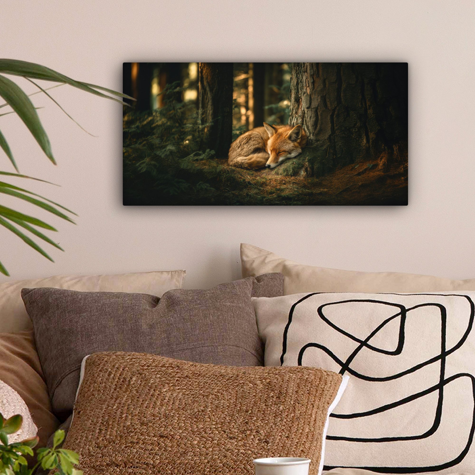 OneMillionCanvasses® Leinwandbild Panorama Fuchs - Wald - Schlaf, Fotodruck günstig online kaufen