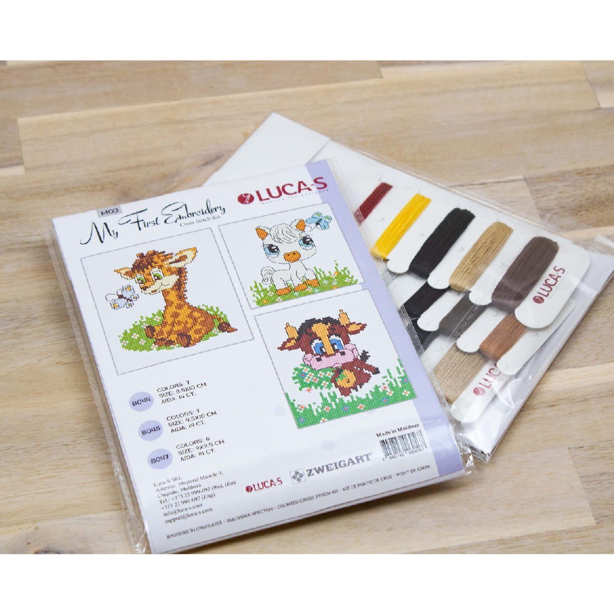 Luca-S Kreativset Luca-S Kreuzstich Set "Meine erste Stickerei M03 3er-Set", Zählmuster, (embroidery kit by Marussia)