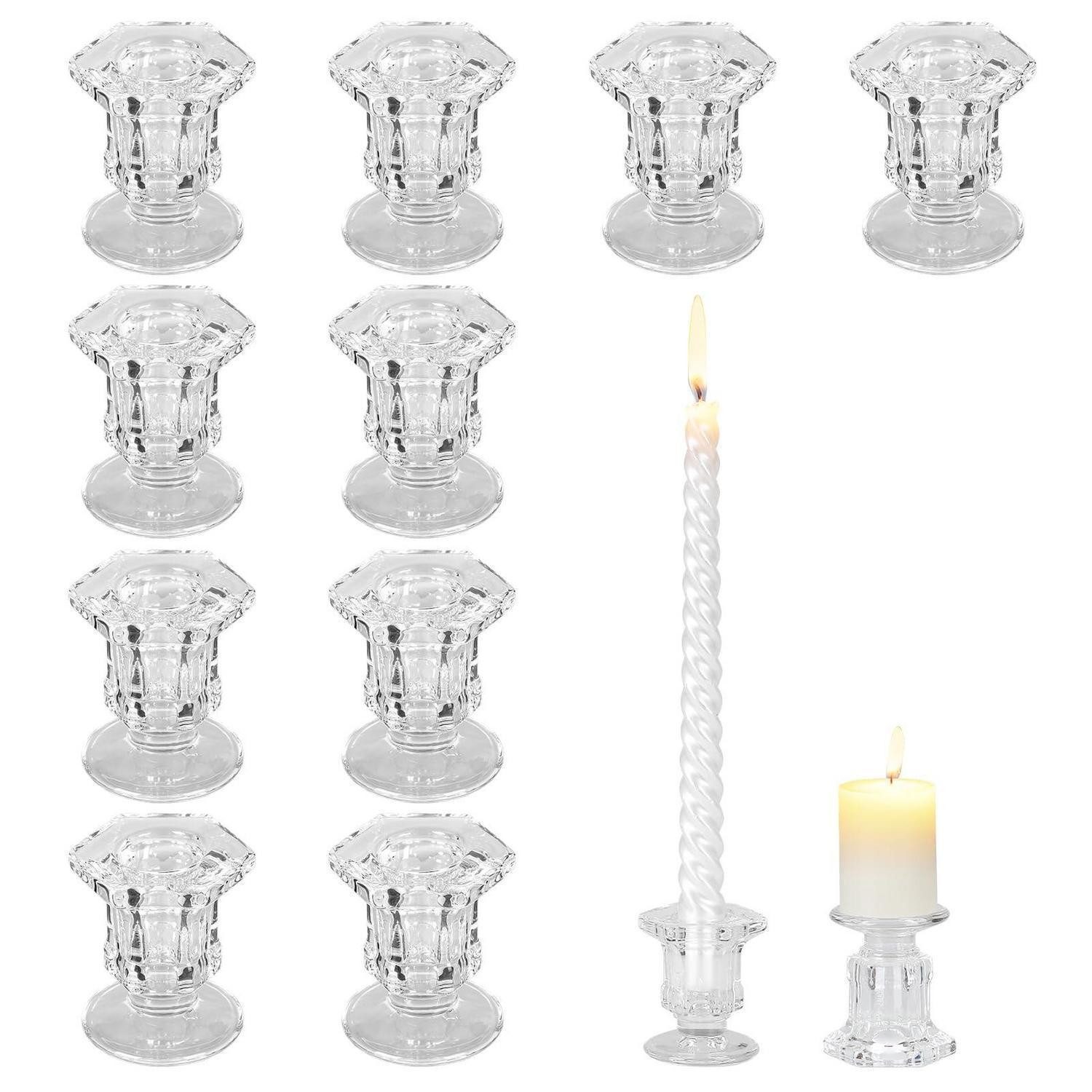 LuxusKollektion Tischkerzenhalter Kerzenständer Glas Sechseck 12er Set (12 St)