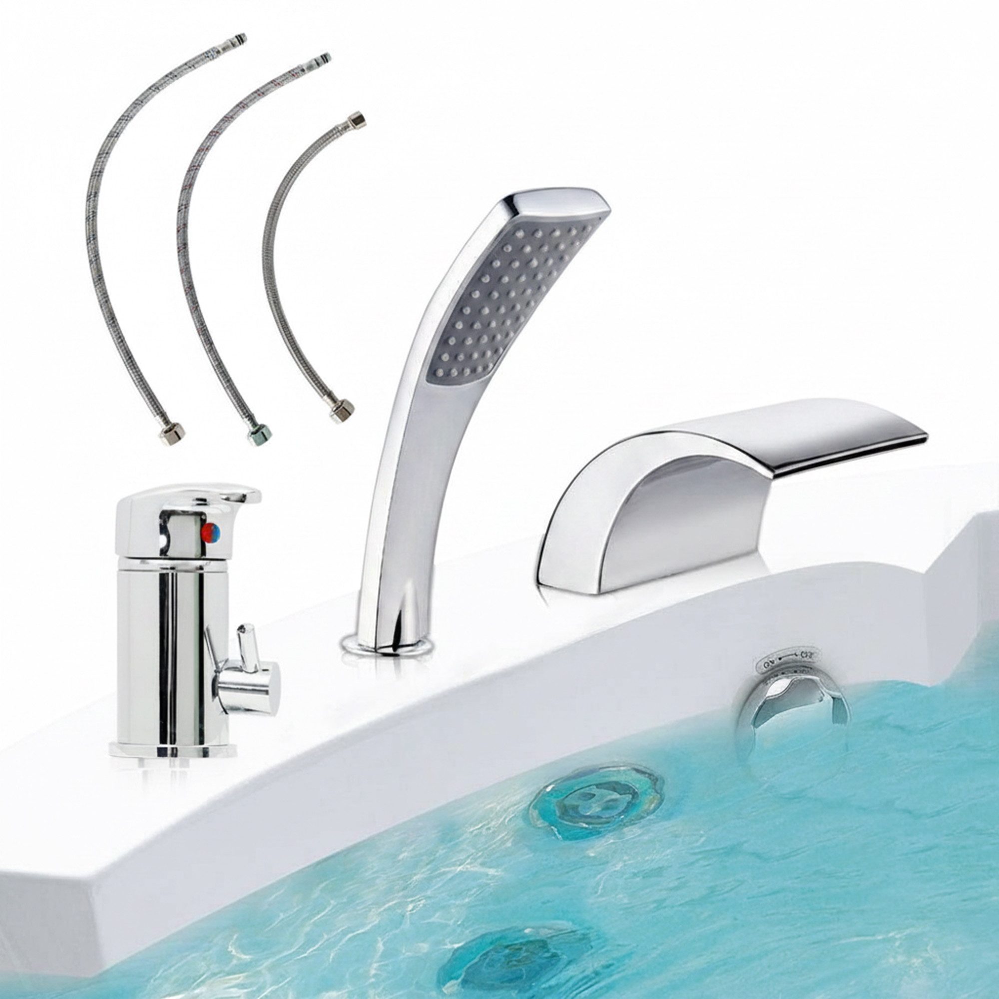 Badarmatur 3 Loch Armatur Badewannenarmatur Wasserhahn Wannenarmatur Badarmatur