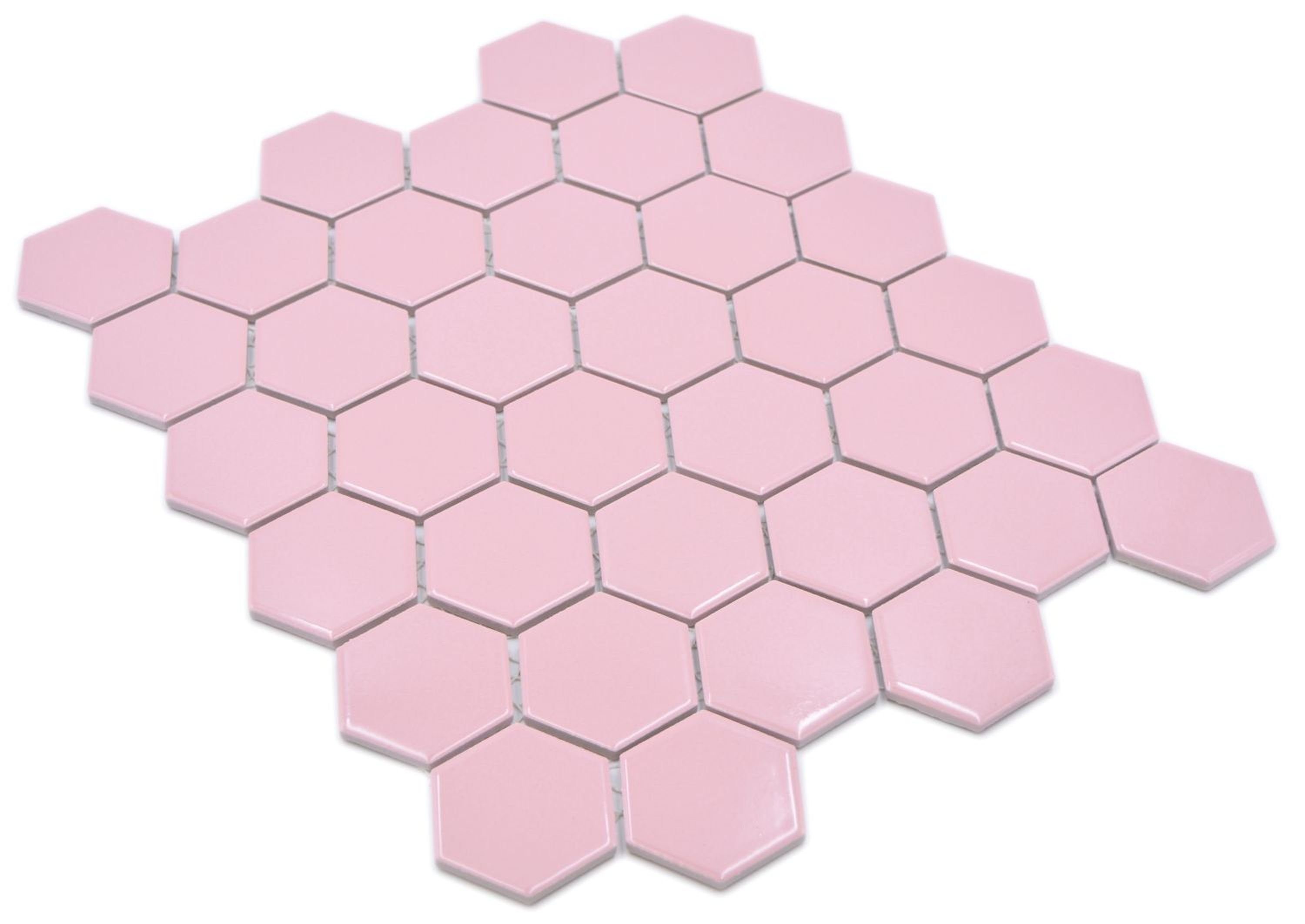 Mosani Mosaikfliesen Hexagonale Sechseck Mosaik Fliese Keramik altrosa