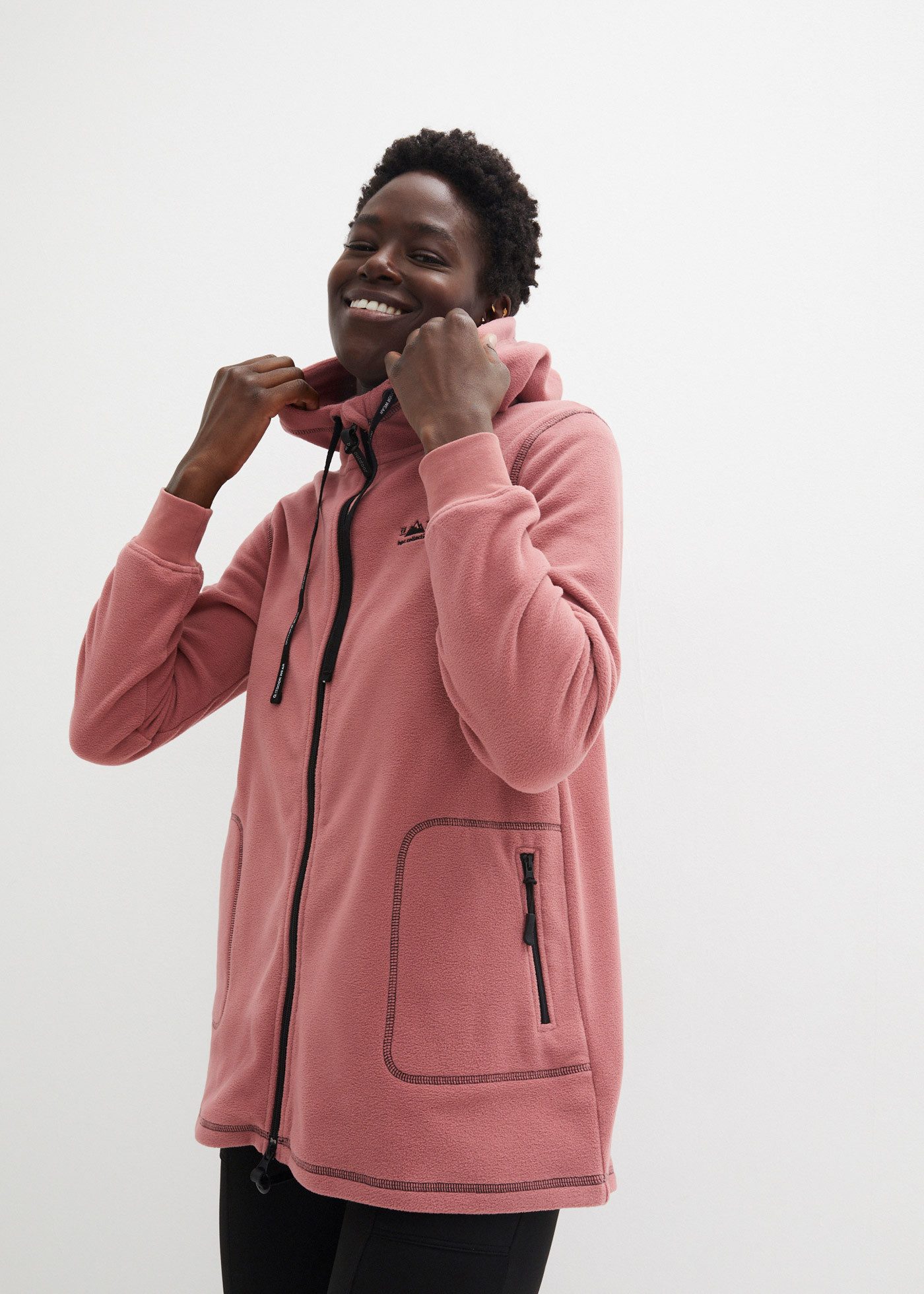 bonprix Fleecejacke A-Linien-Schnitt, Langarm-Design, aus 100% Polyester, Regular Fit