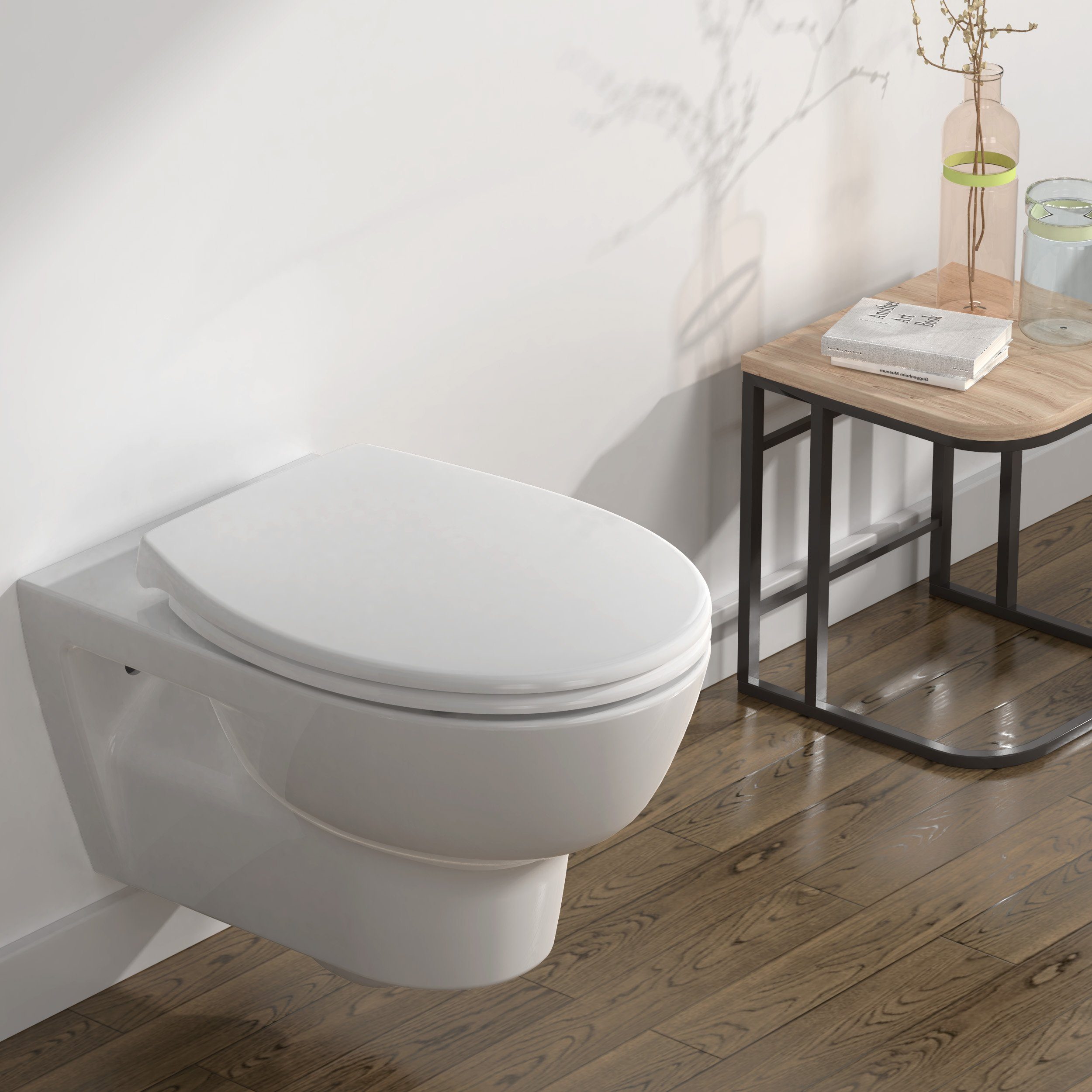WC-Sitz Premium Toilettendeckel antibakteriell oval weiß. Klodeckel mit Quick-Release-Funktion und Softclose Absenkautomatik. Wc-sitz hochwertigen Duroplast und rostfreiem Edelstahl abnehmbar.