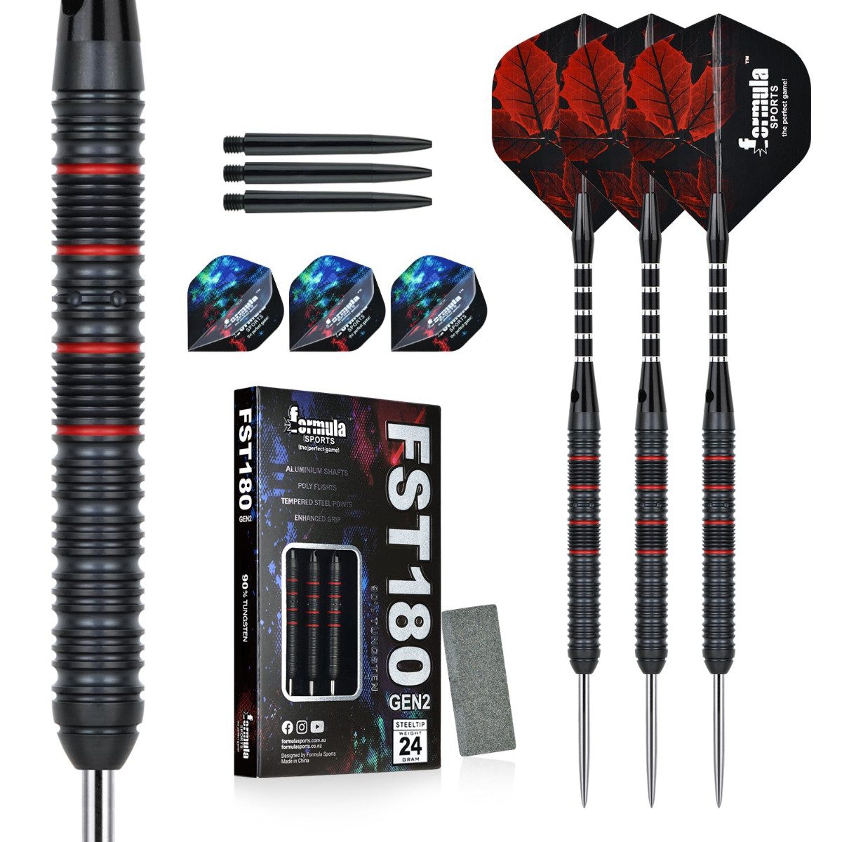 Dartpfeil FST180 Gen2 Steeldart dreier Set 24g mit Tungsten Barrel