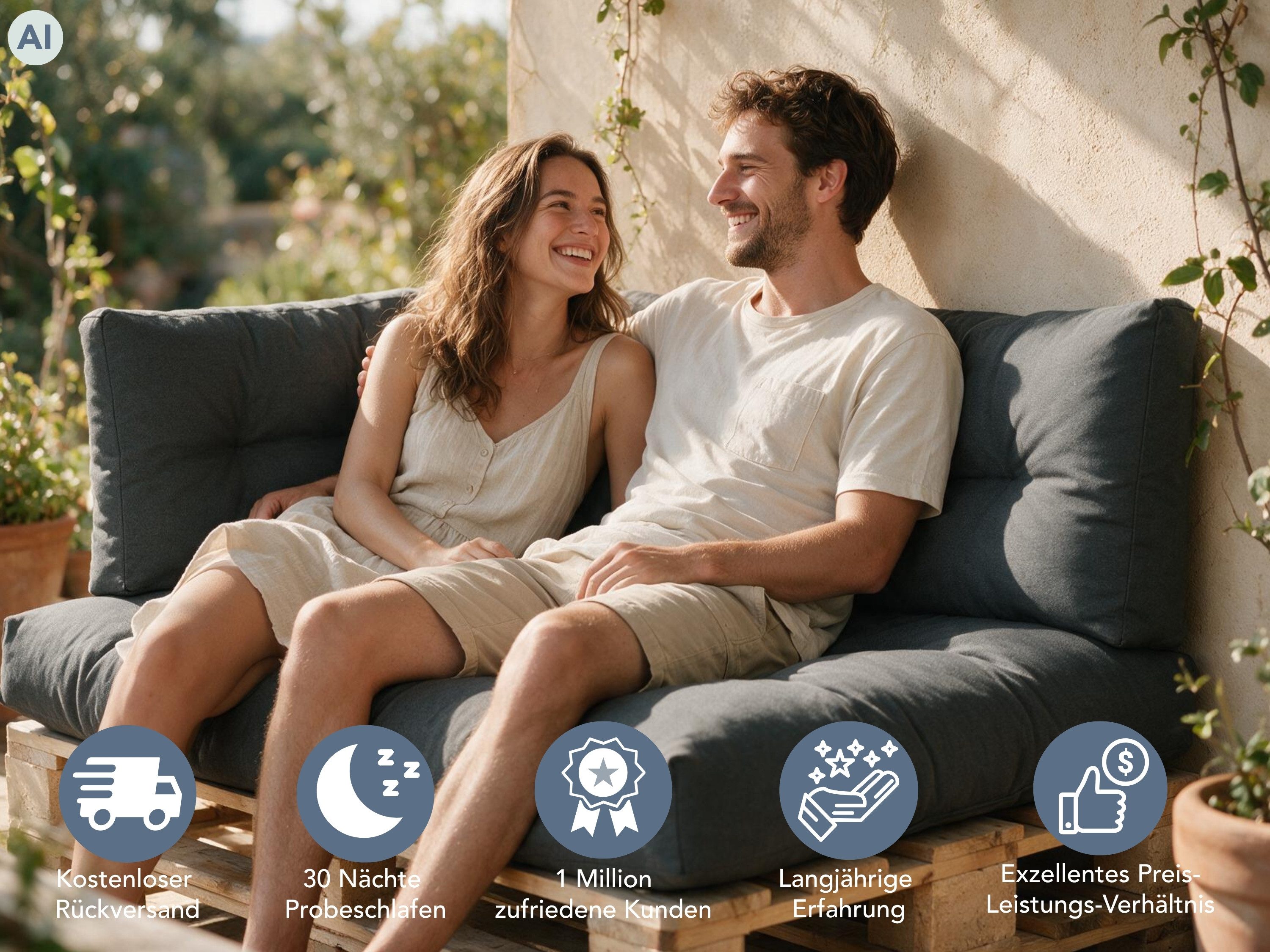 XDREAM Palettenkissen Sitzkissen, Rückenkissen und Seitenkissen (Einzeln oder als Set), passend für handelsübliche Europaletten/ Indoor & Outdoor geeignet – Bild 4 von 5